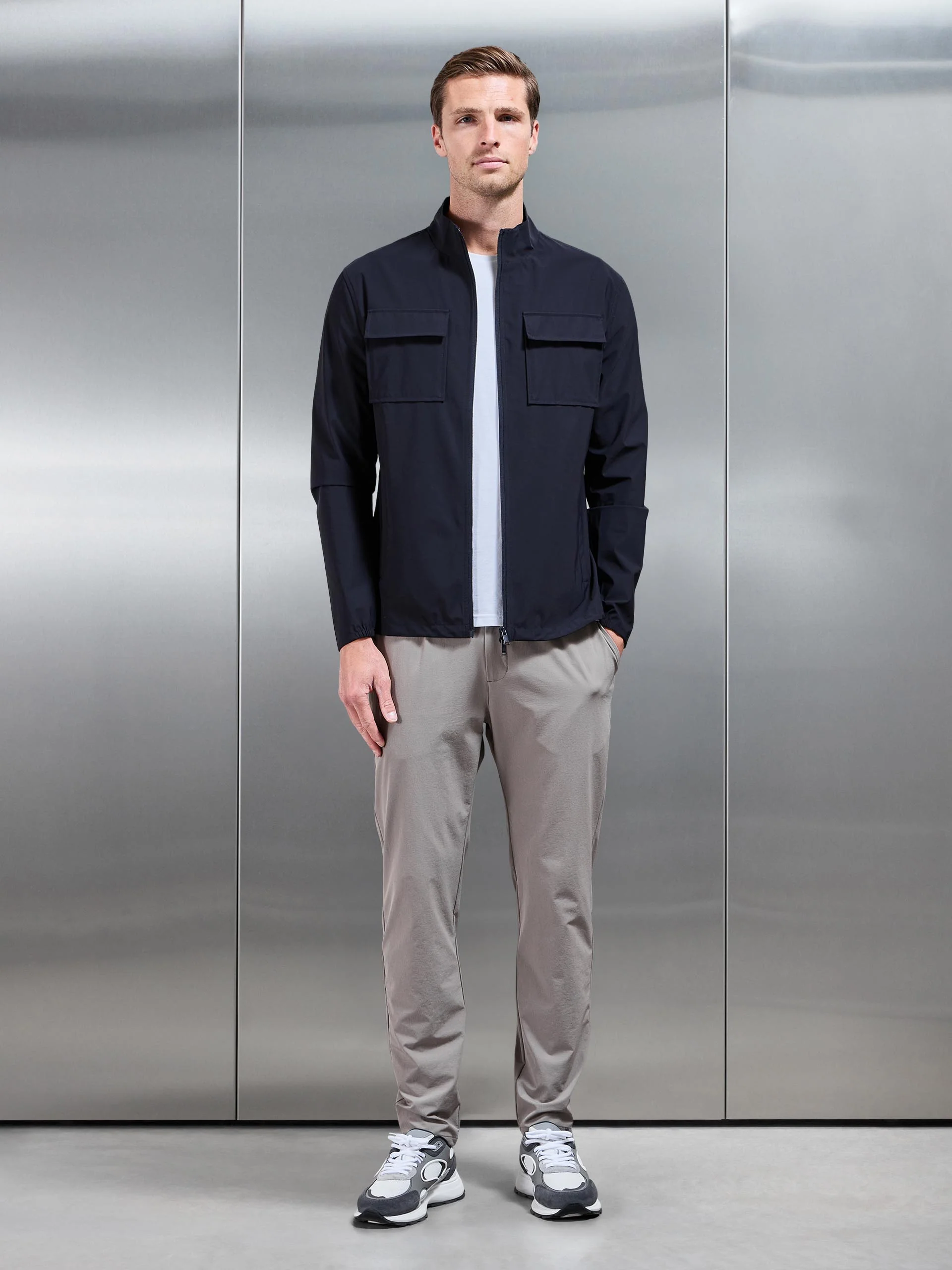 Water Repellent Cargo Jacket in Navy - Image 2