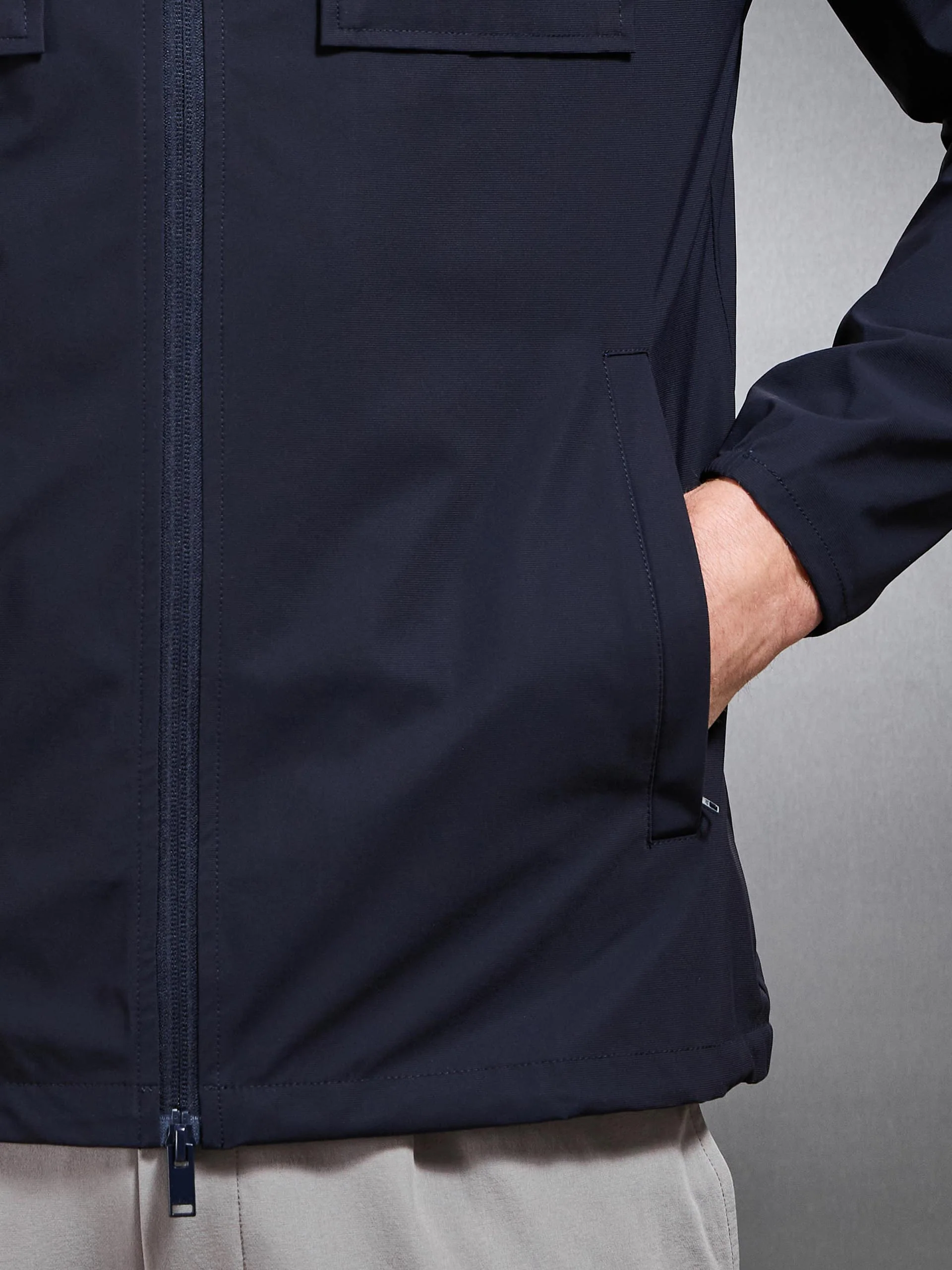 Water Repellent Cargo Jacket in Navy - Image 5