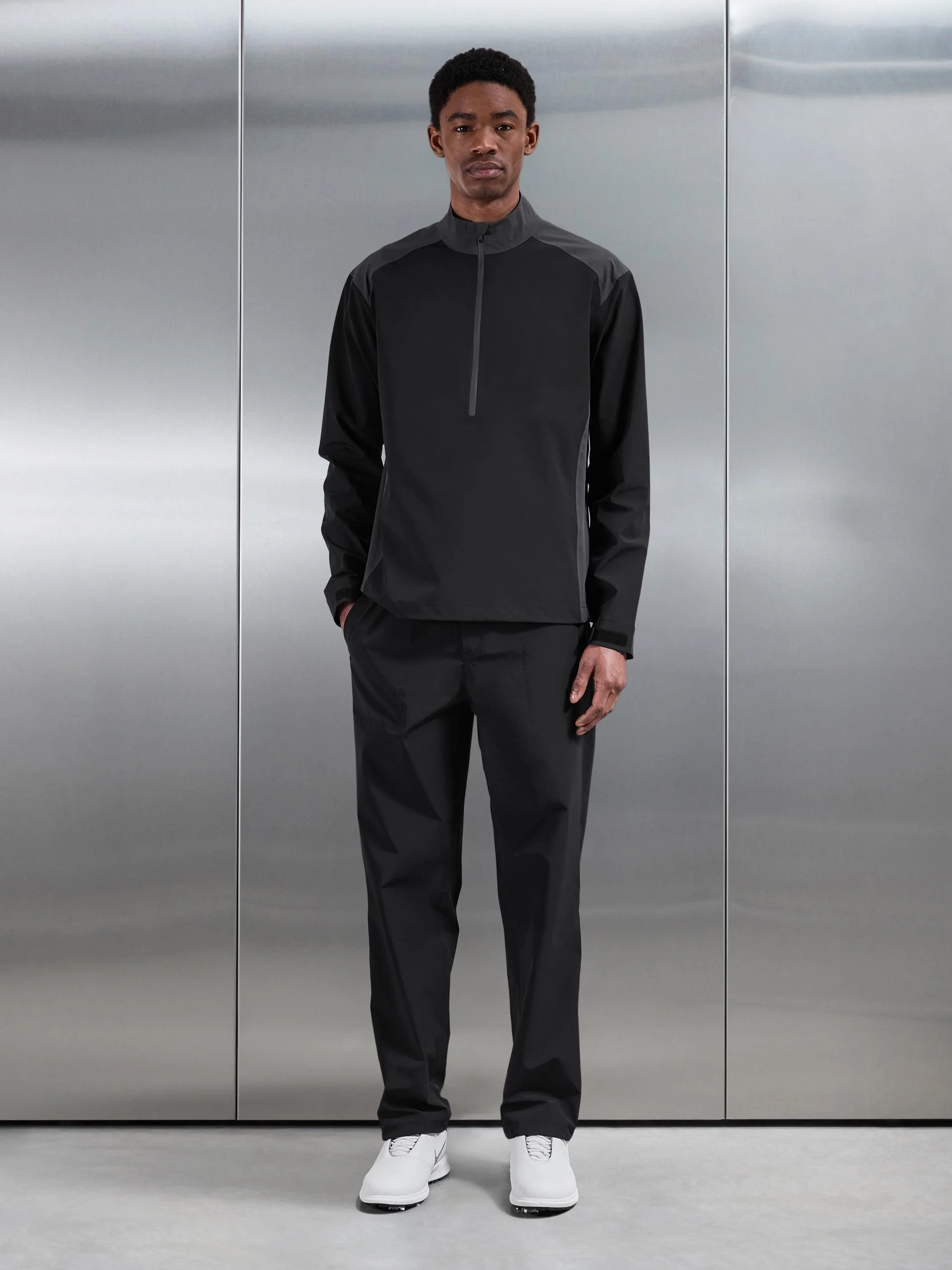 Waterproof Golf Colour Block Half Zip in Black - Image 4