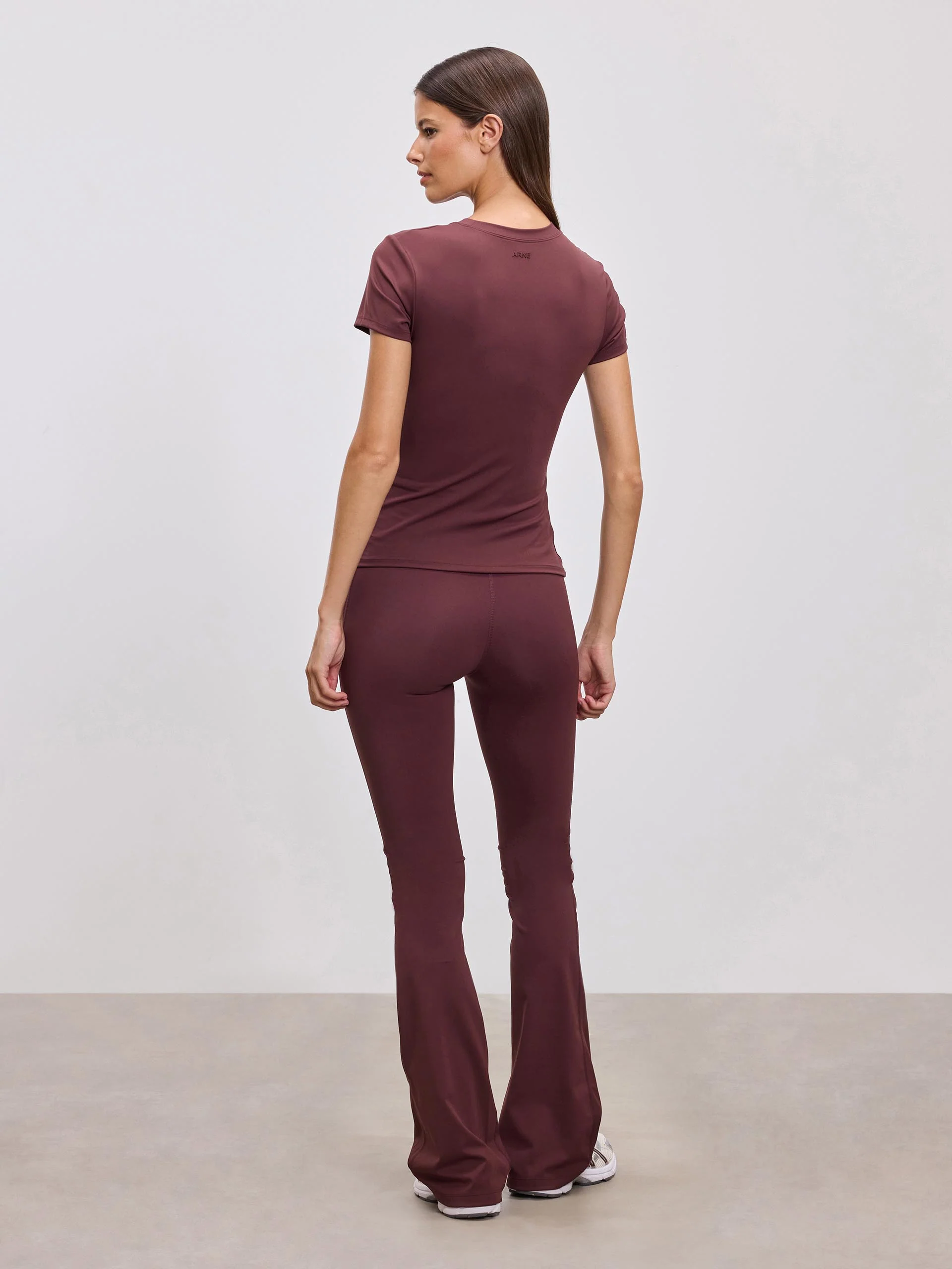 Womens Active Flared Legging in Burgundy - Image 6