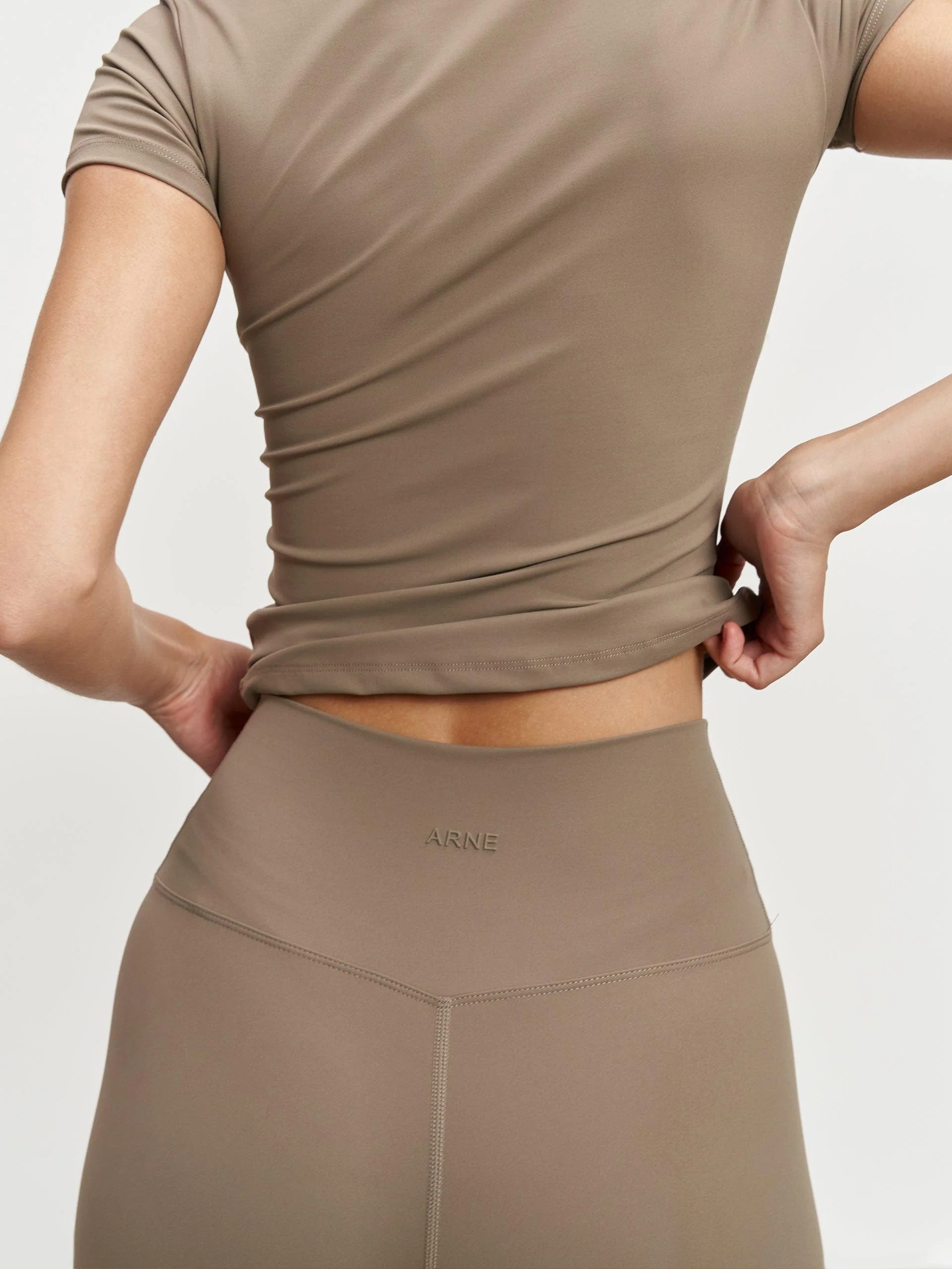 Womens Active Short in Taupe - Image 6