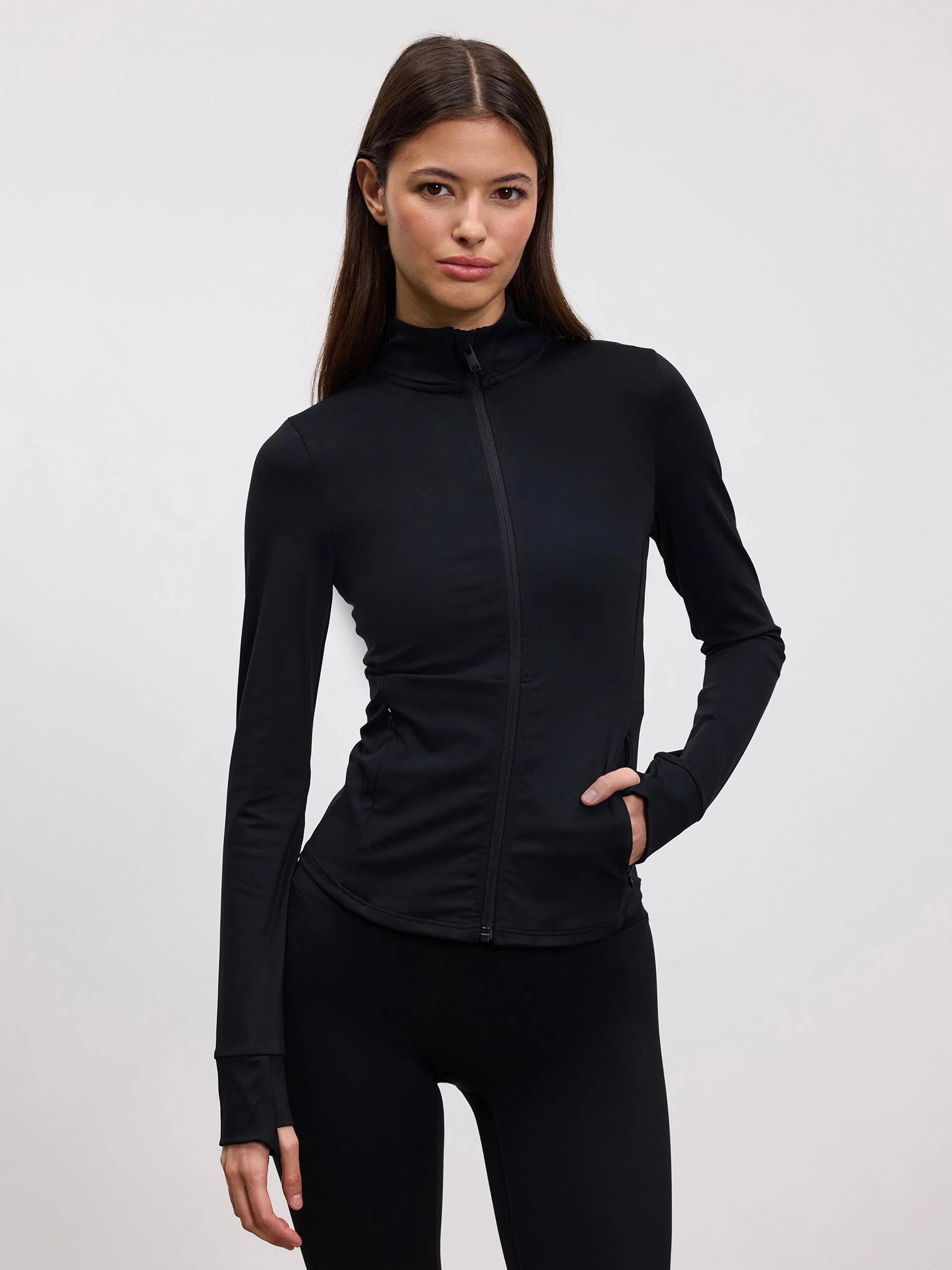 Womens Active Zip Through Jacket in Black - Image 7
