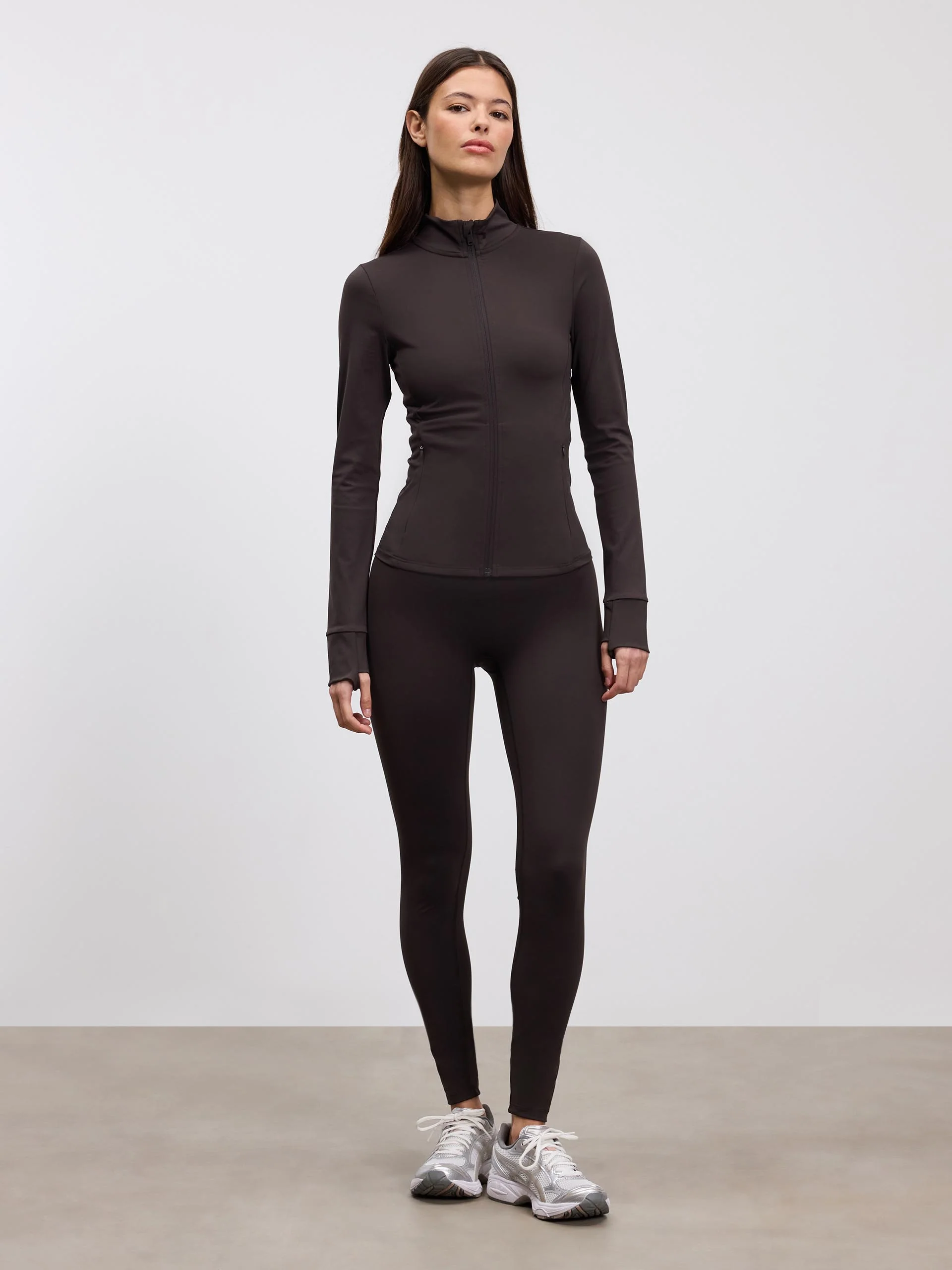 Womens Active Zip Through Jacket in Brown - Image 3