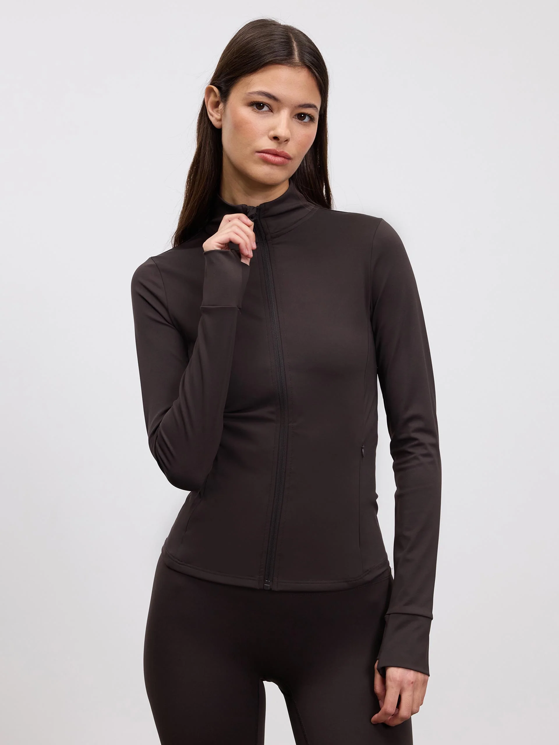 Womens Active Zip Through Jacket in Brown - Image 8