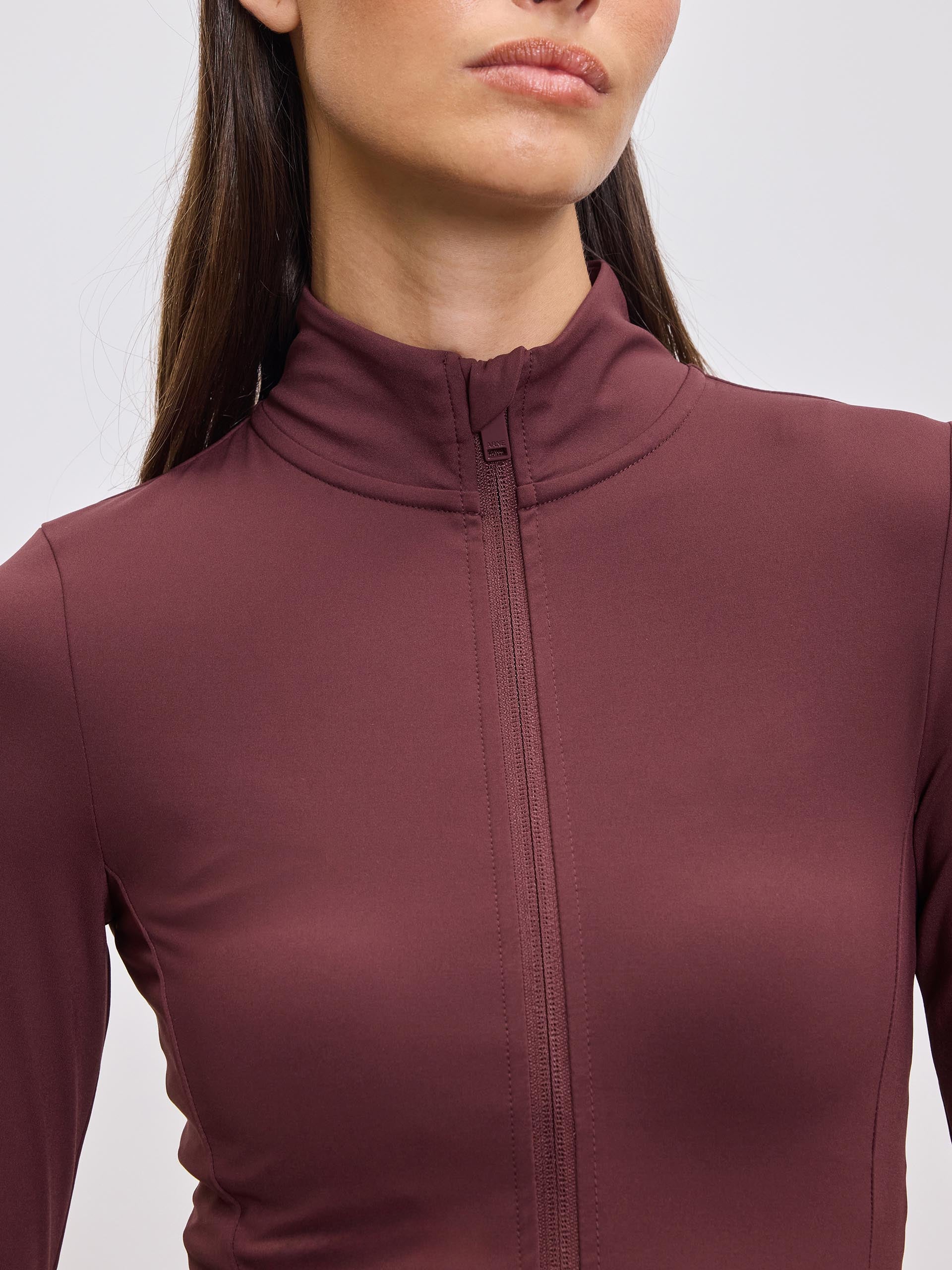 Womens Active Zip Through Jacket in Burgundy - Image 3