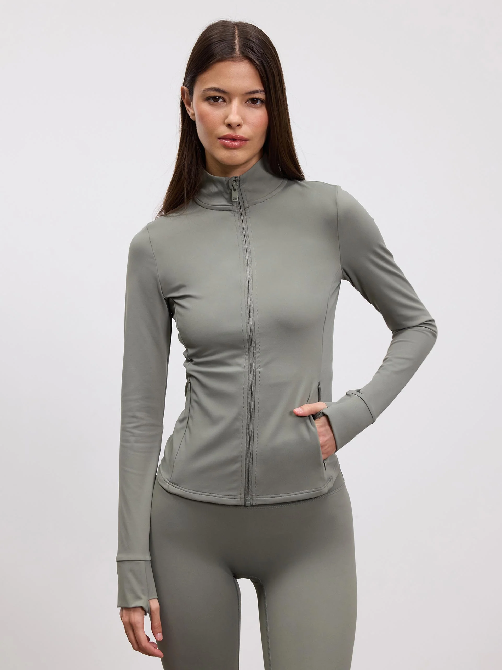 Womens Active Zip Through Jacket in Sage - Image 8