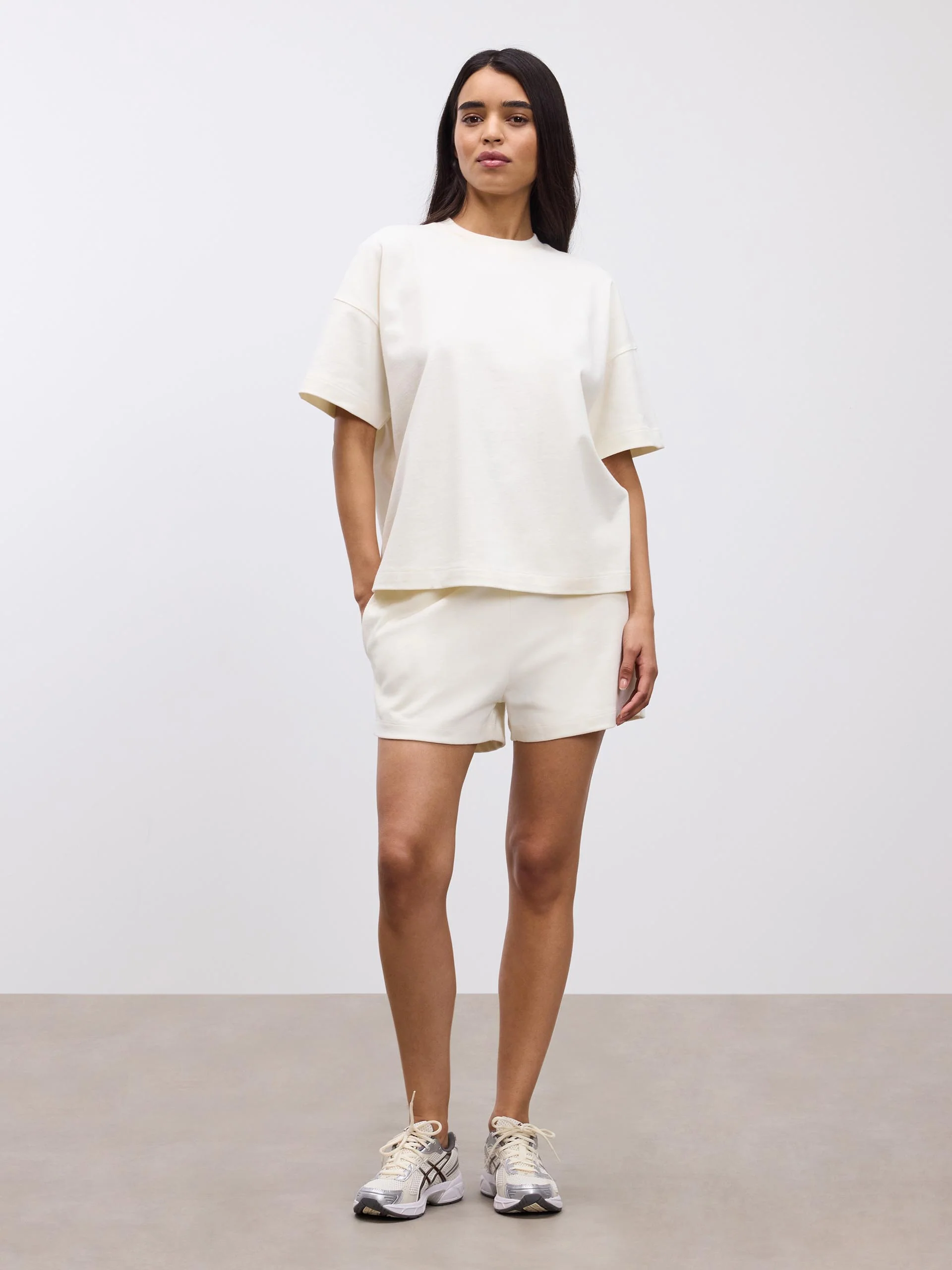 Womens Brushed Relaxed Short in Ecru - Image 2