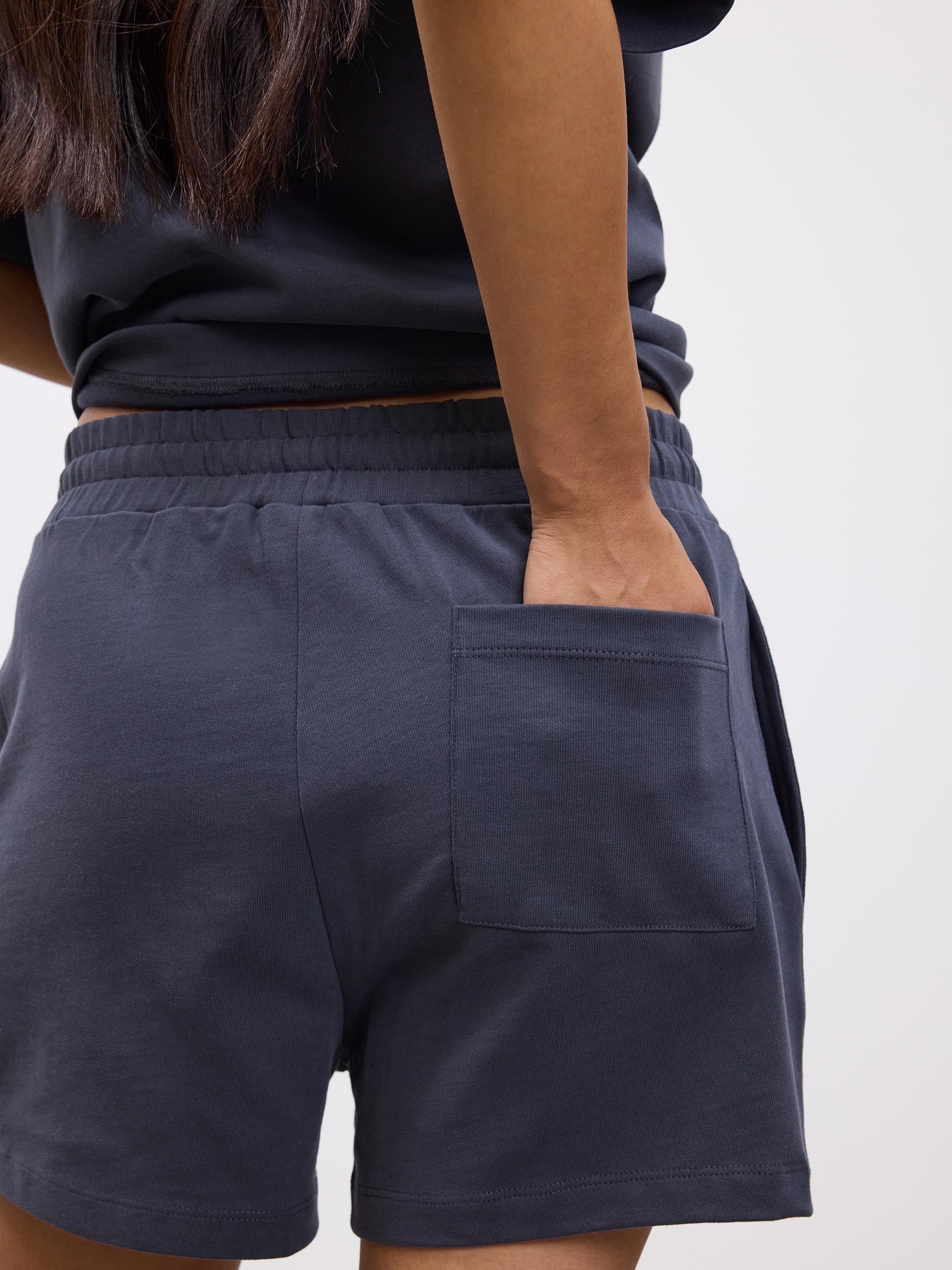 Womens Brushed Relaxed Short in Slate Blue - Image 4