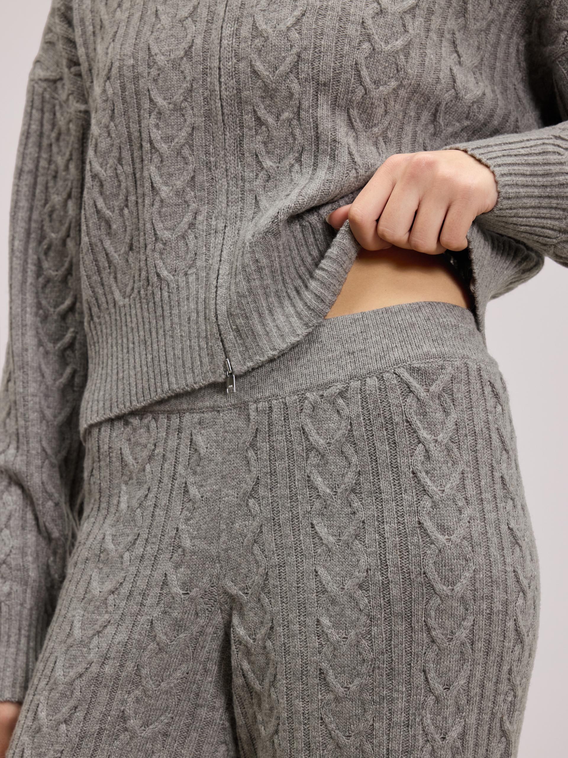 Womens Cable Knit Trouser in Charcoal Marl - Image 3