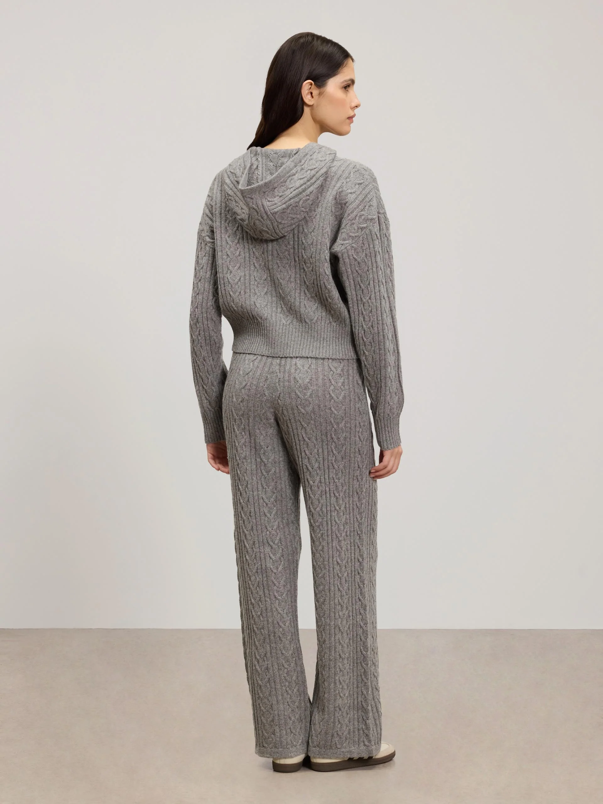 Womens Cable Knit Trouser in Charcoal Marl - Image 4