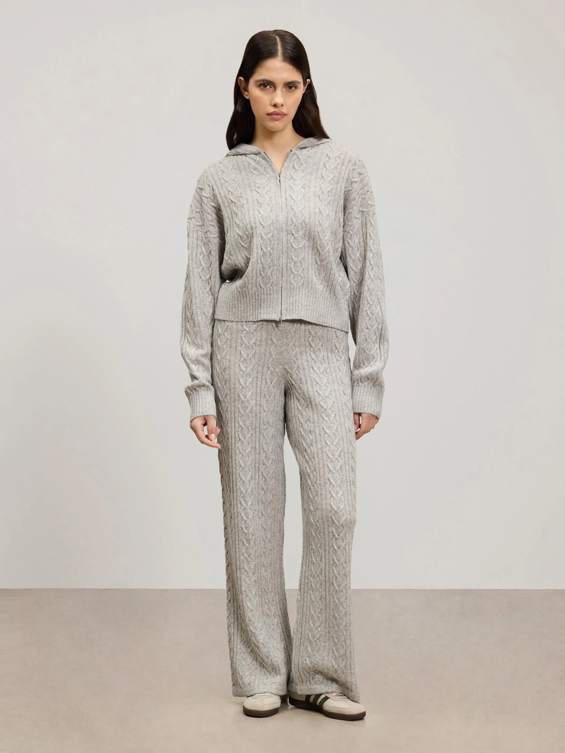 Womens Cable Knit Trouser in Grey Marl - Image 2