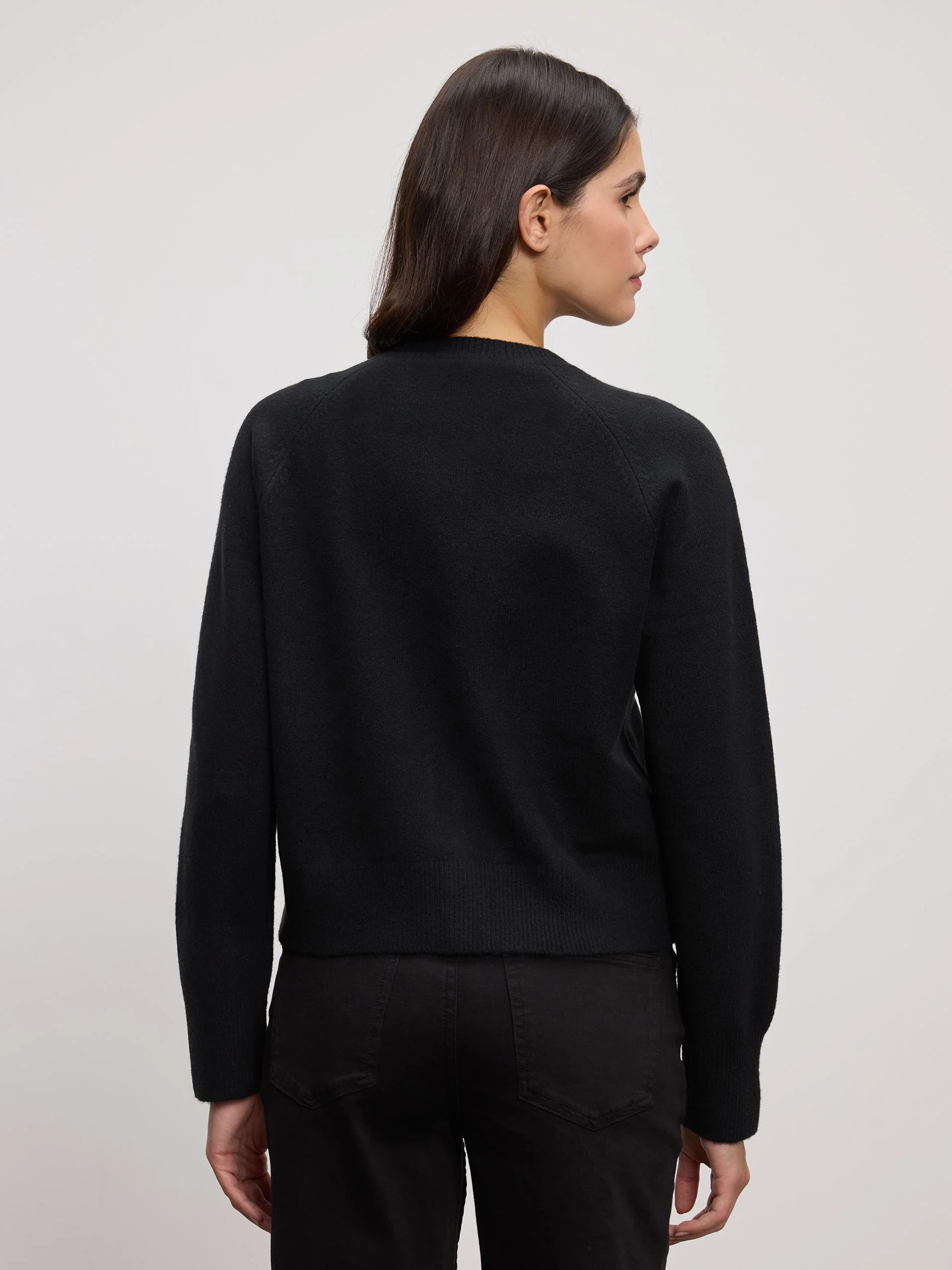 Womens Chunky Knitted Cardigan in Black - Image 5