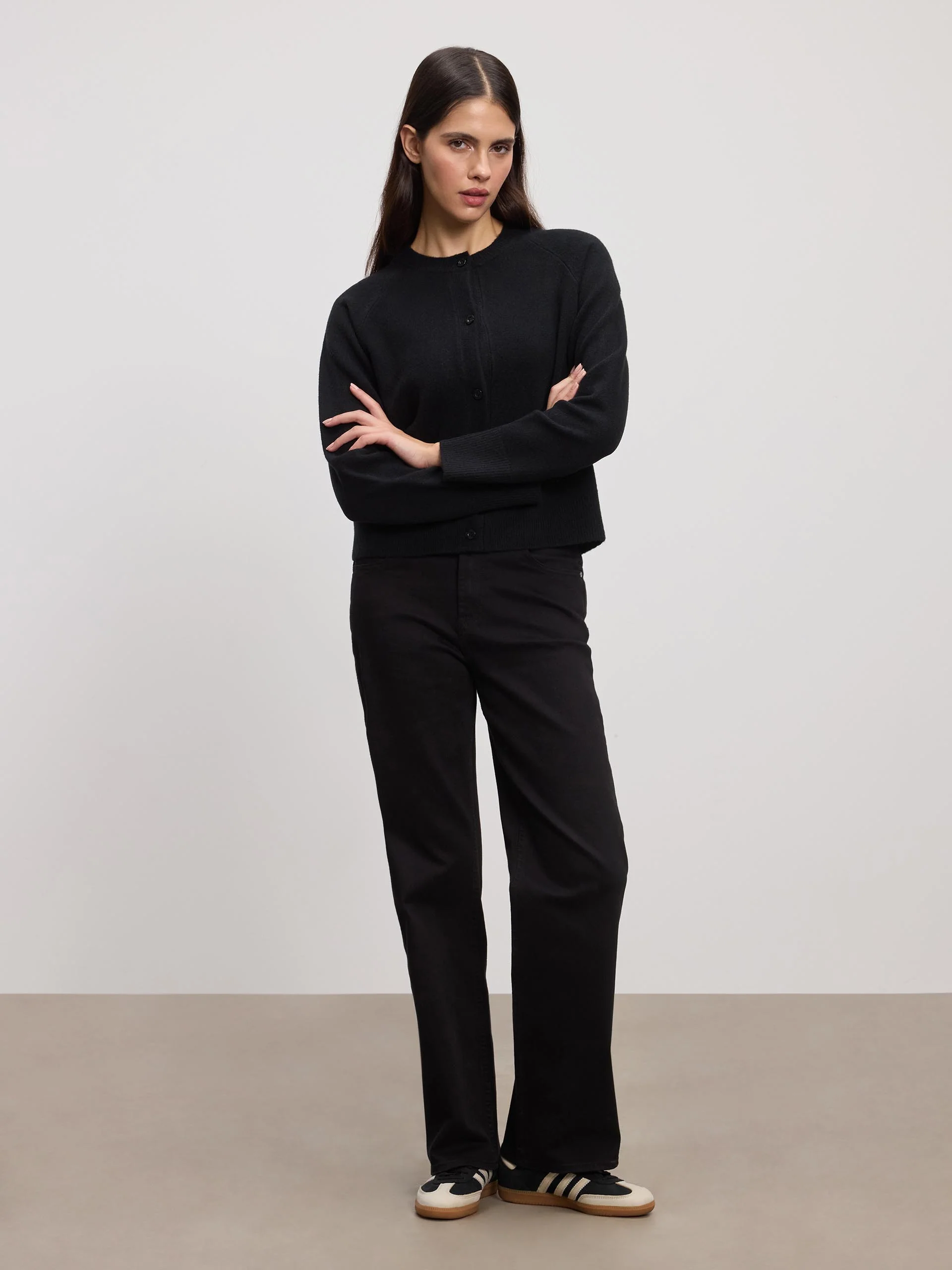 Womens Chunky Knitted Cardigan in Black - Image 6