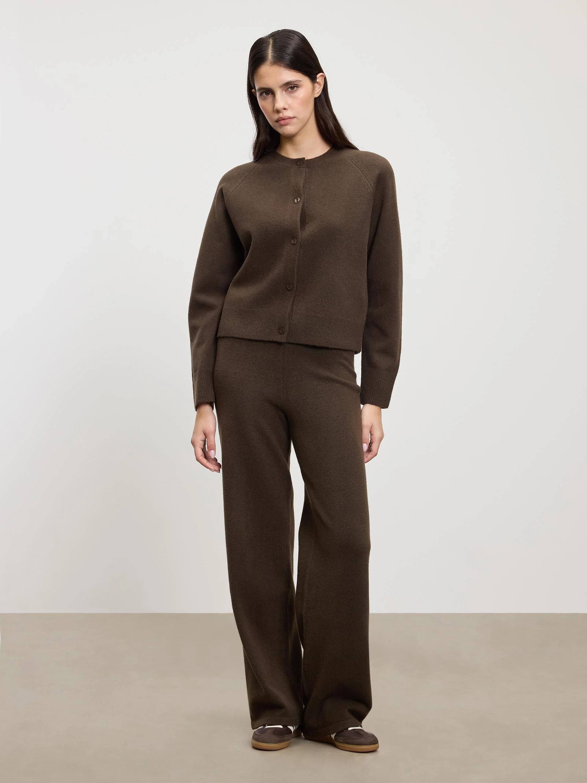 Womens Chunky Knitted Cardigan in Brown - Image 2
