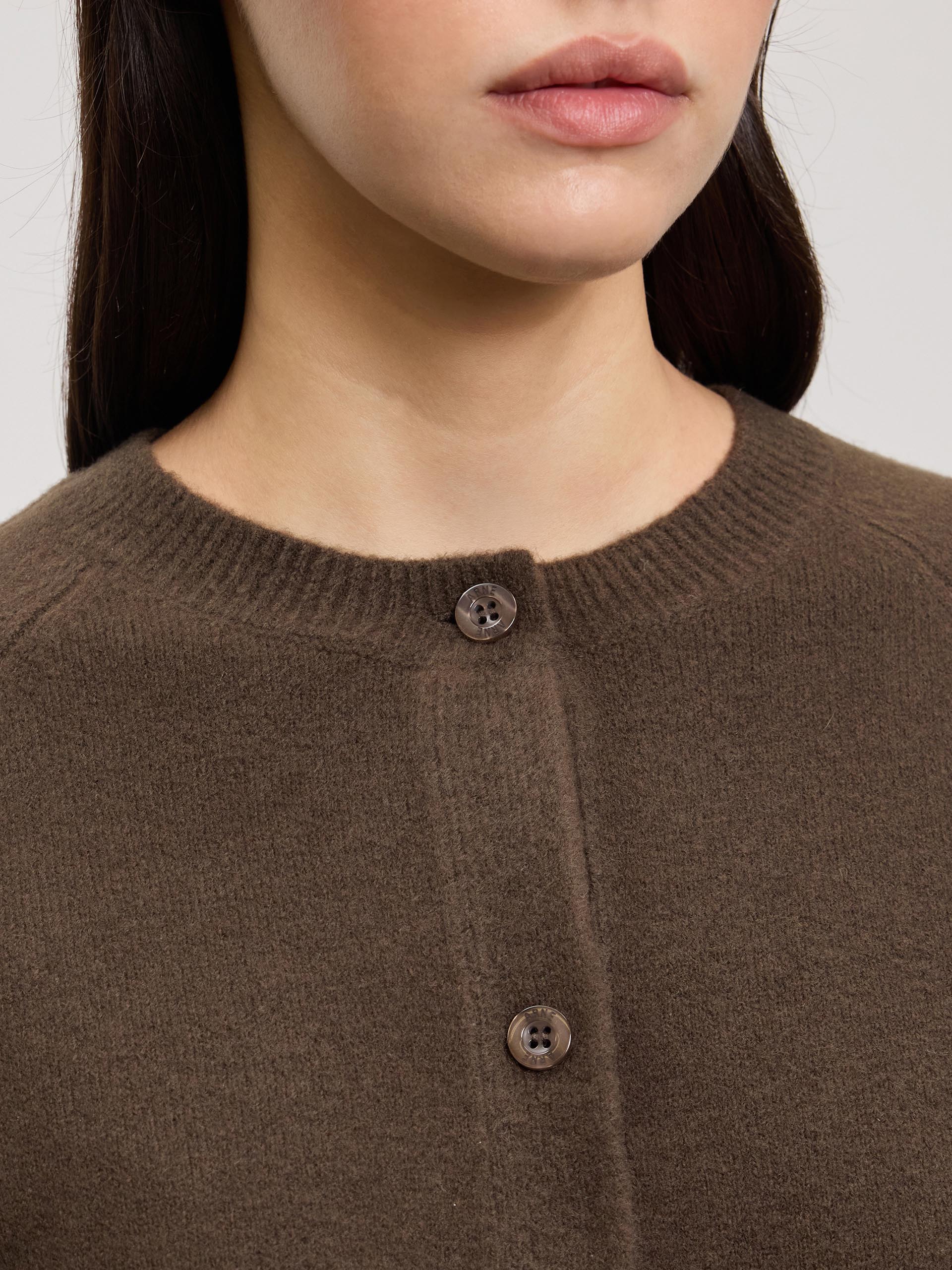 Womens Chunky Knitted Cardigan in Brown - Image 4