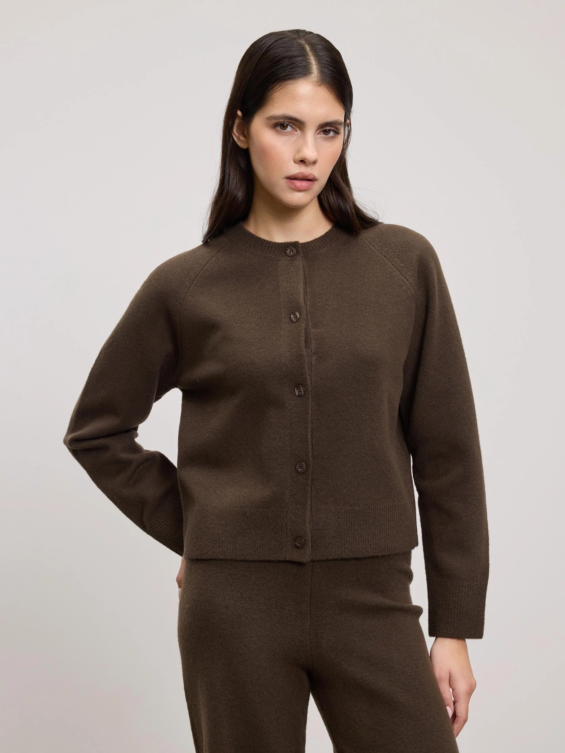 Womens Chunky Knitted Cardigan in Brown - Image 5