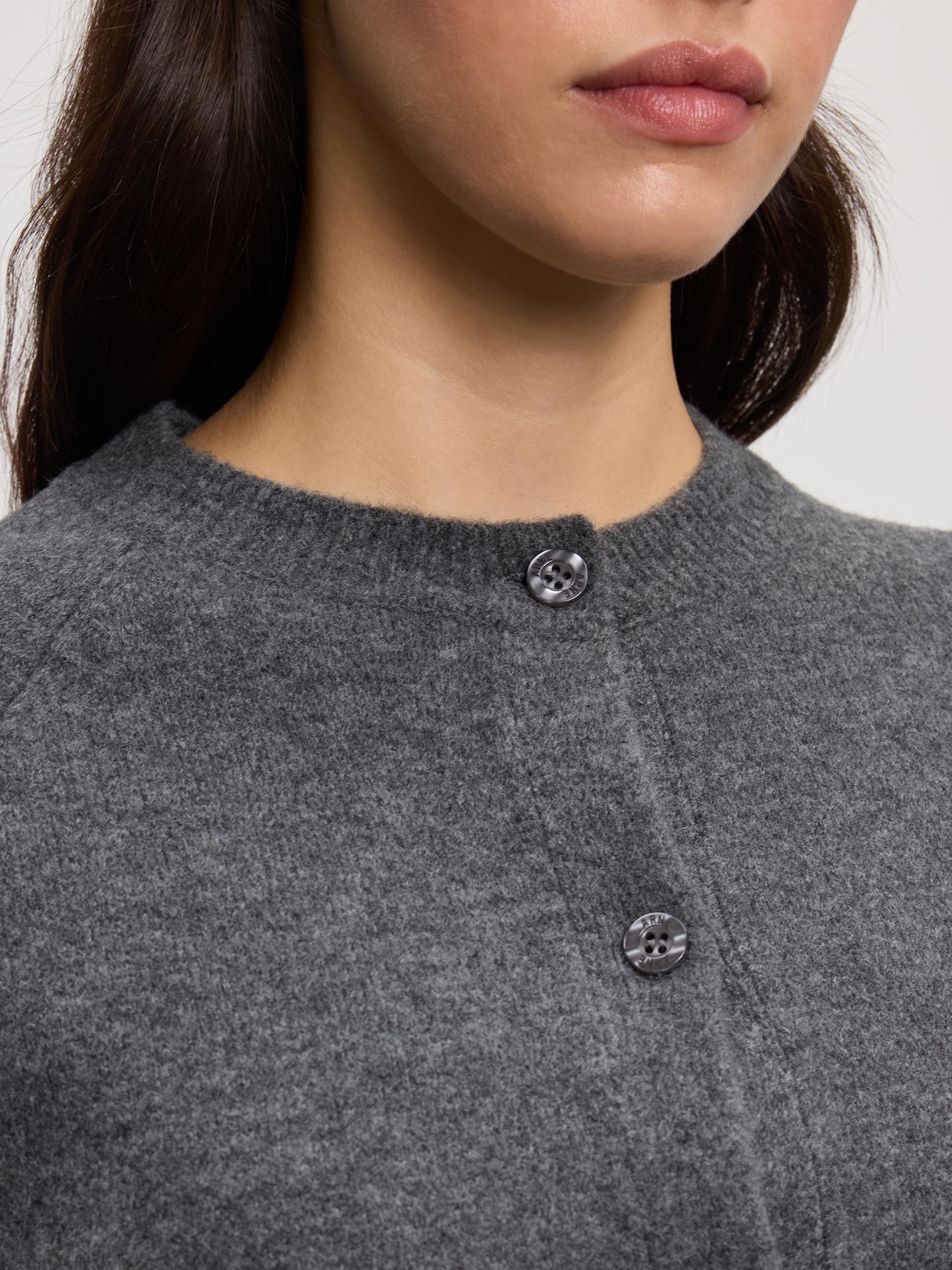 Womens Chunky Knitted Cardigan in Charcoal - Image 3
