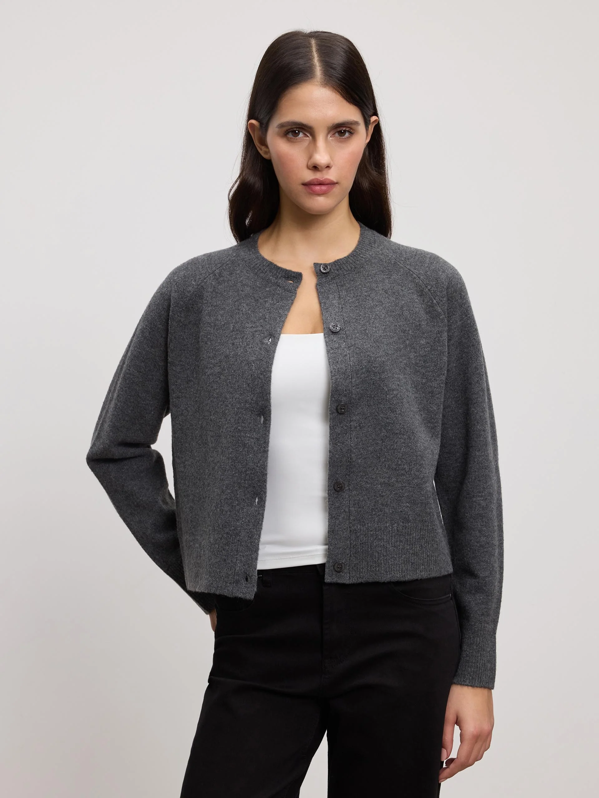 Womens Chunky Knitted Cardigan in Charcoal - Image 4
