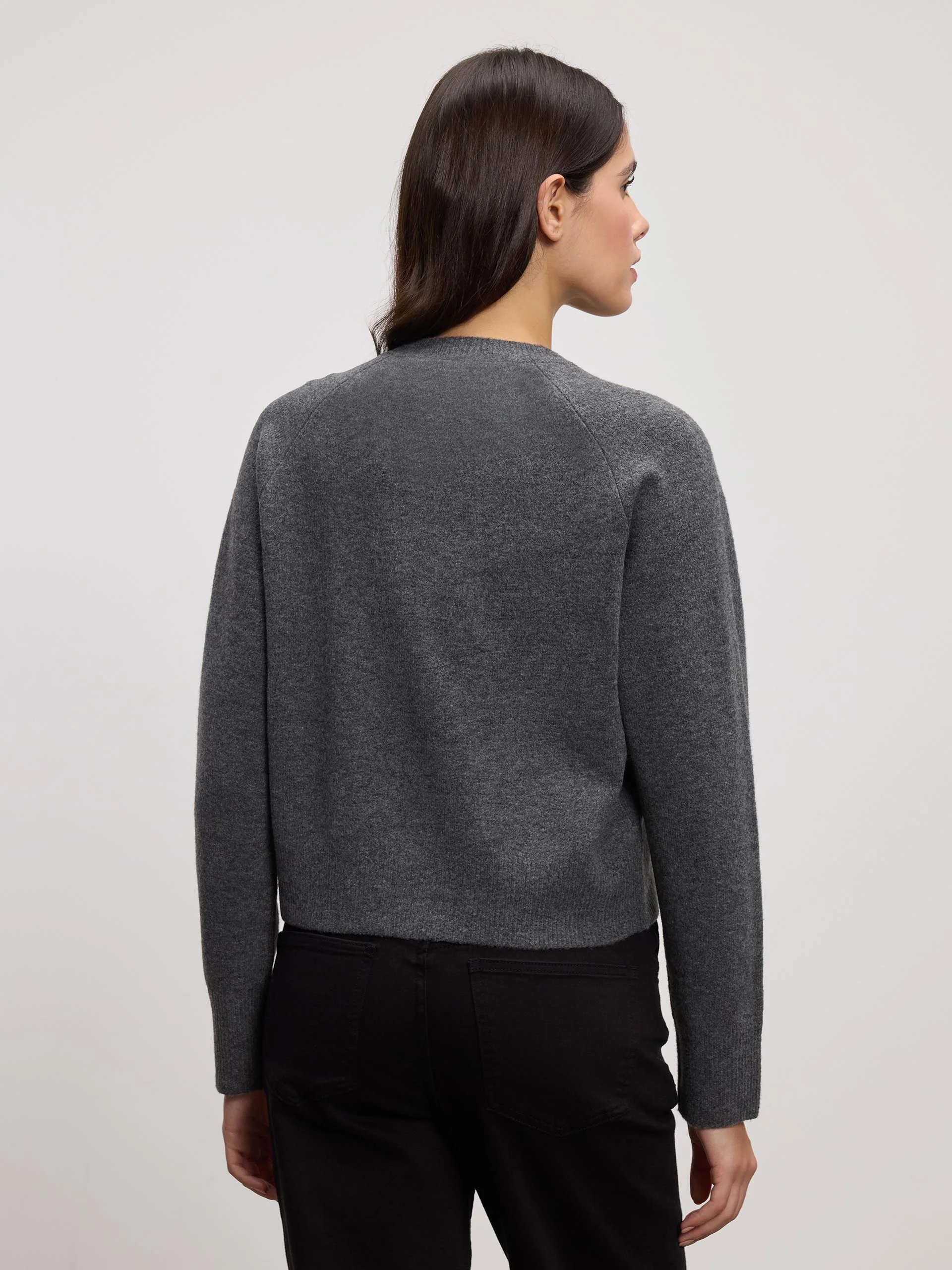 Womens Chunky Knitted Cardigan in Charcoal - Image 5