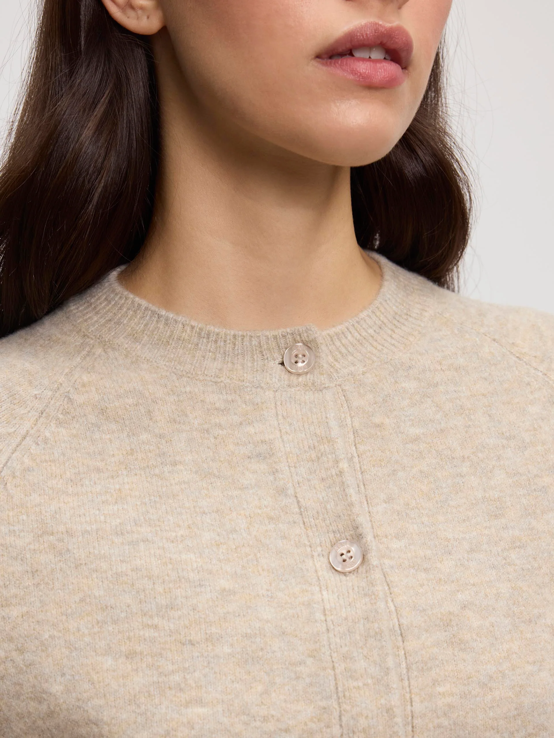 Womens Chunky Knitted Cardigan in Stone - Image 3