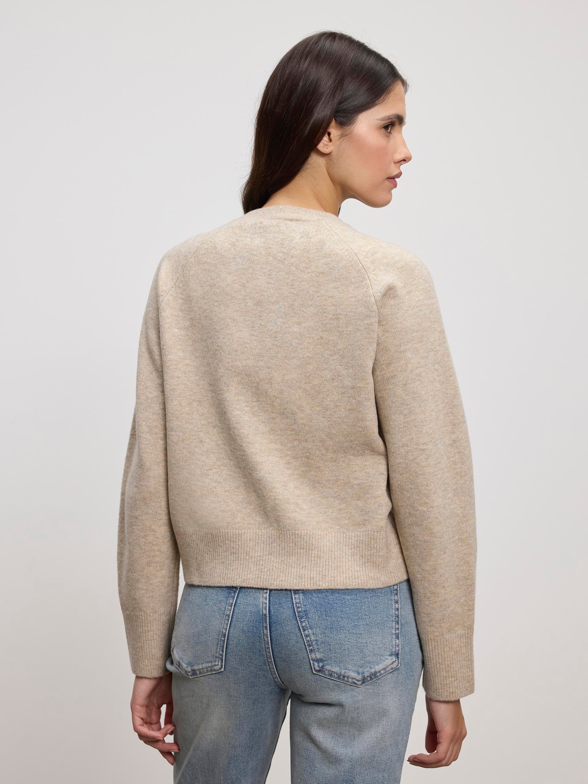 Womens Chunky Knitted Cardigan in Stone - Image 4