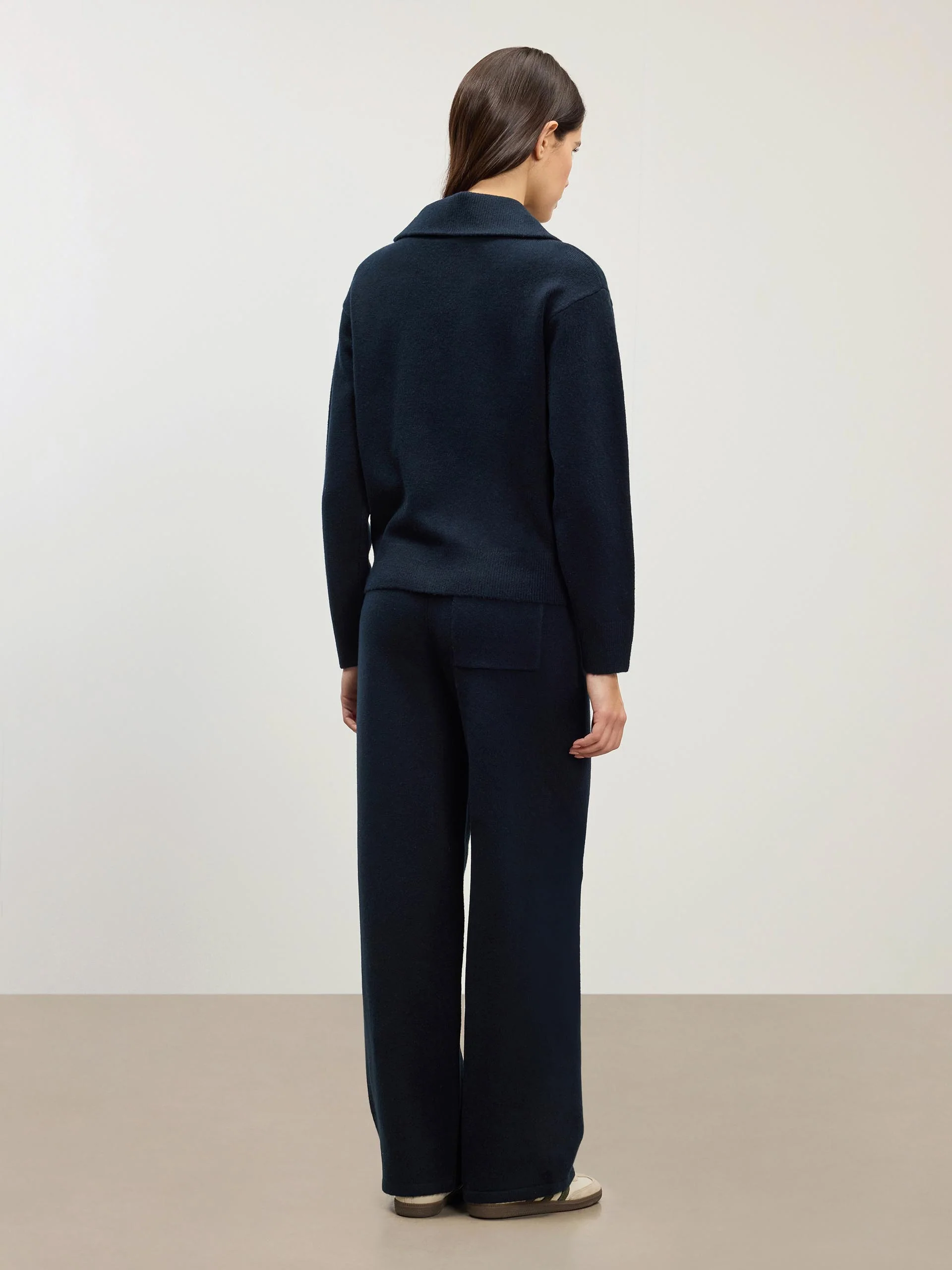 Womens Chunky Wool Half Zip in Navy - Image 5