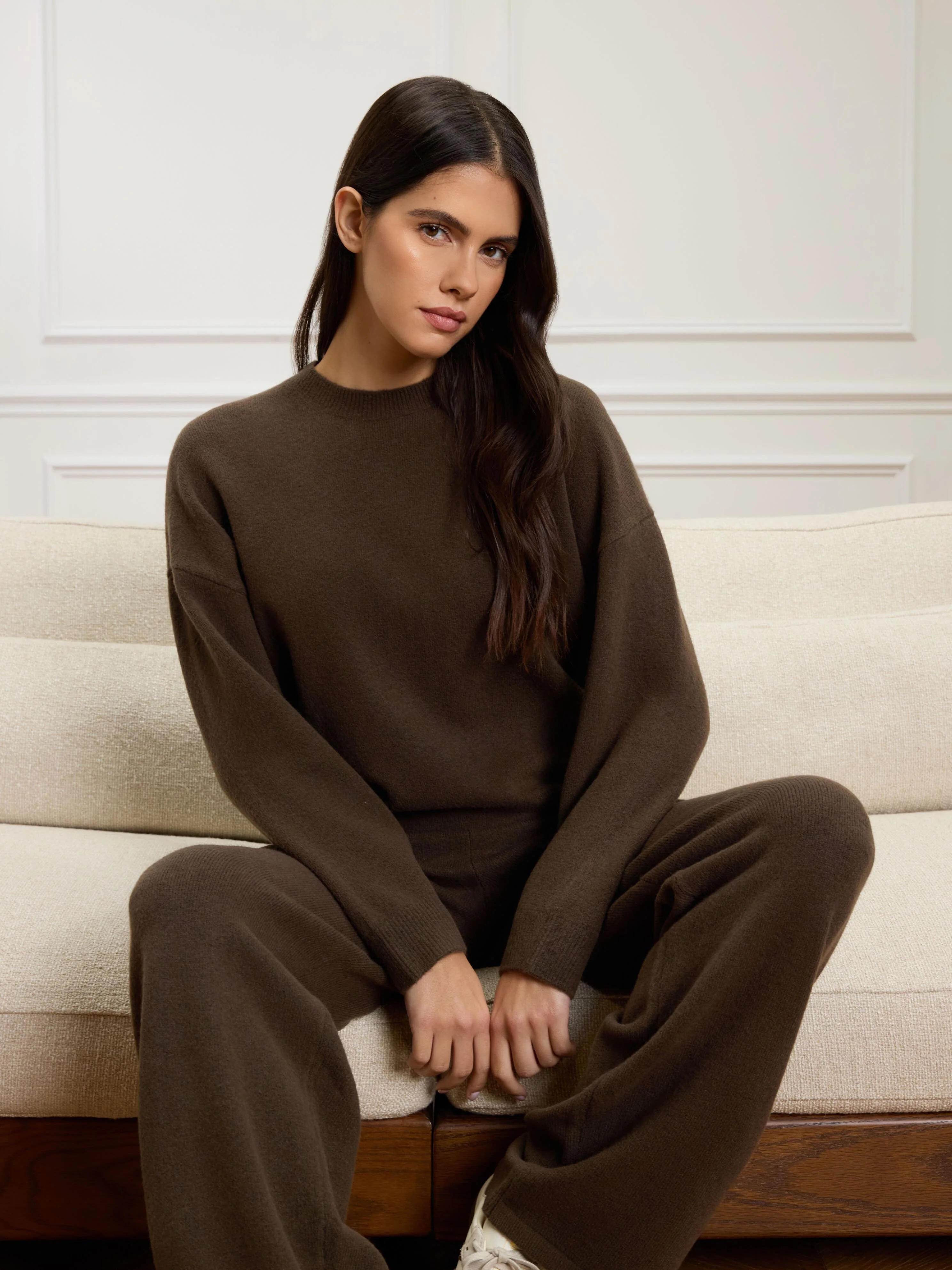 Womens Chunky Wool Sweatshirt in Brown - Image 2