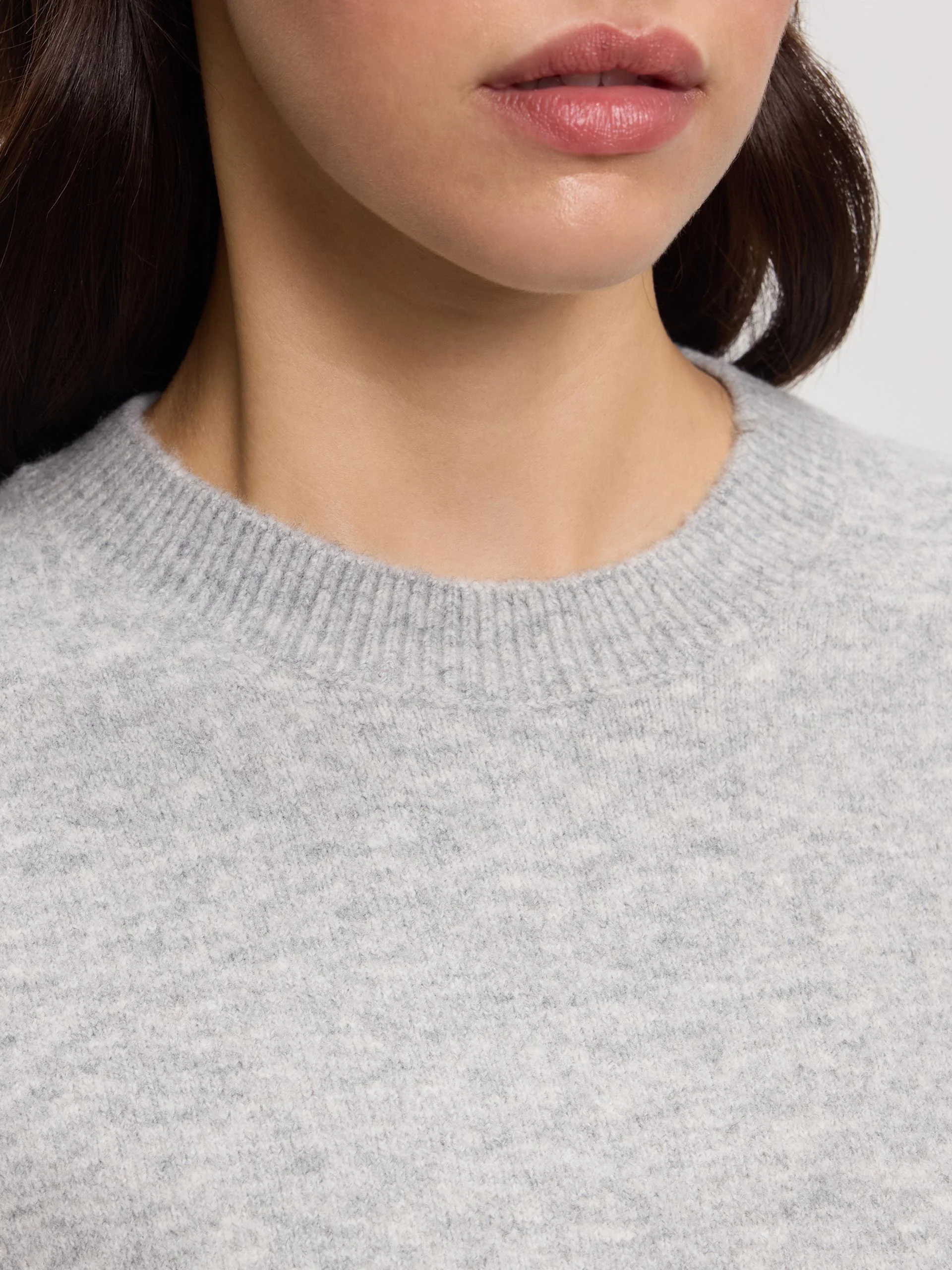 Womens Chunky Wool Sweatshirt in Grey Marl - Image 5