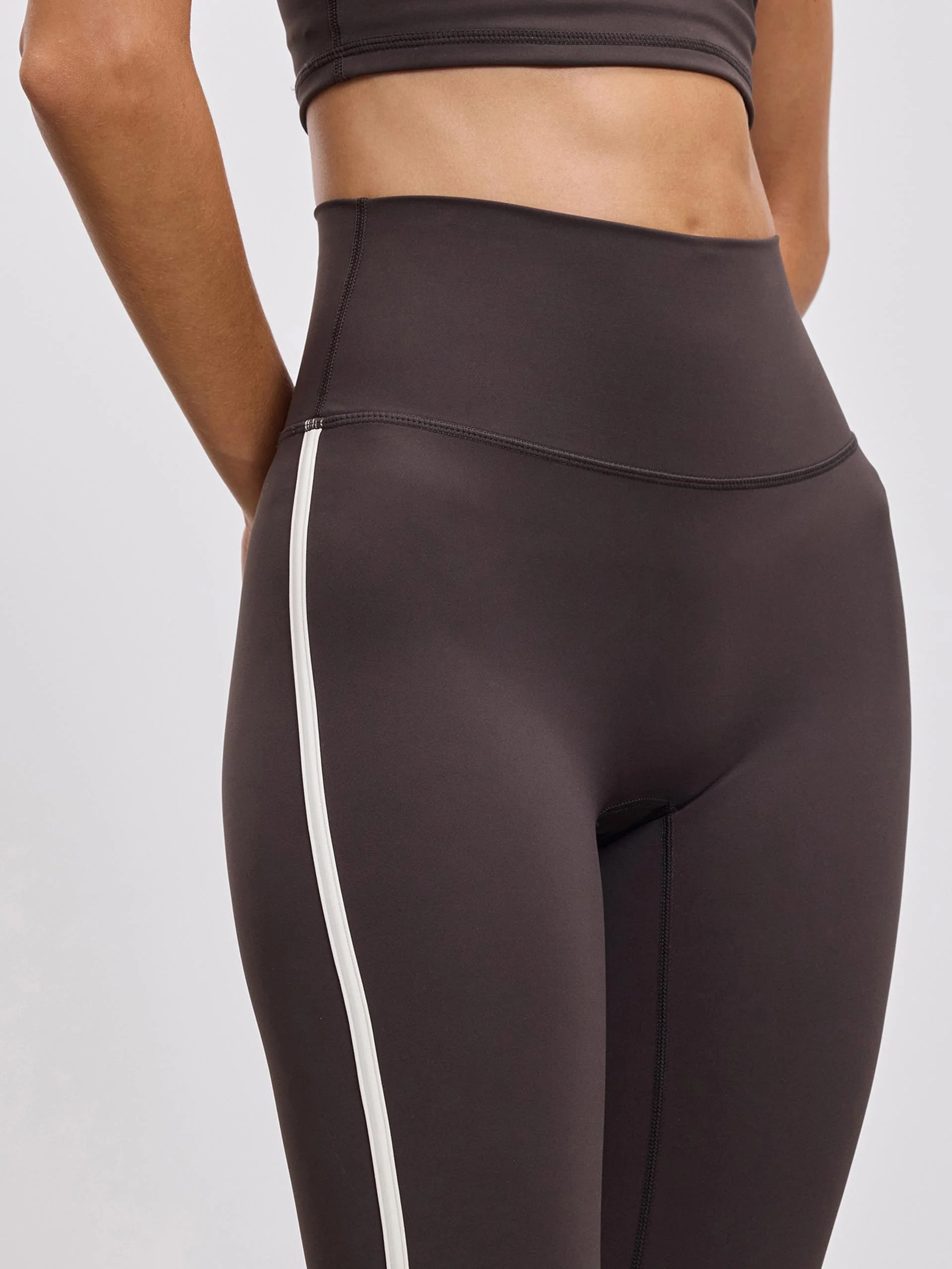 Womens Contrast Piping Active Legging in Brown - Image 3