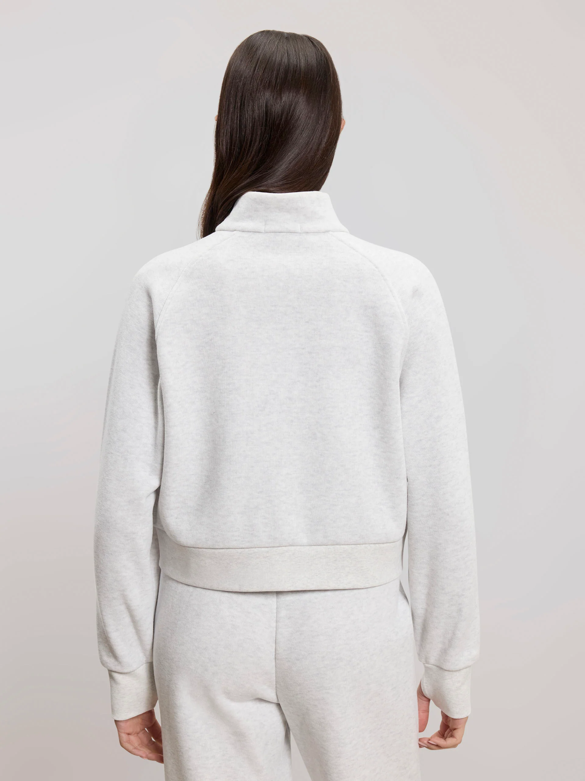 Womens Cosy Fleece Funnel Neck Jacket in Marl Grey - Image 3