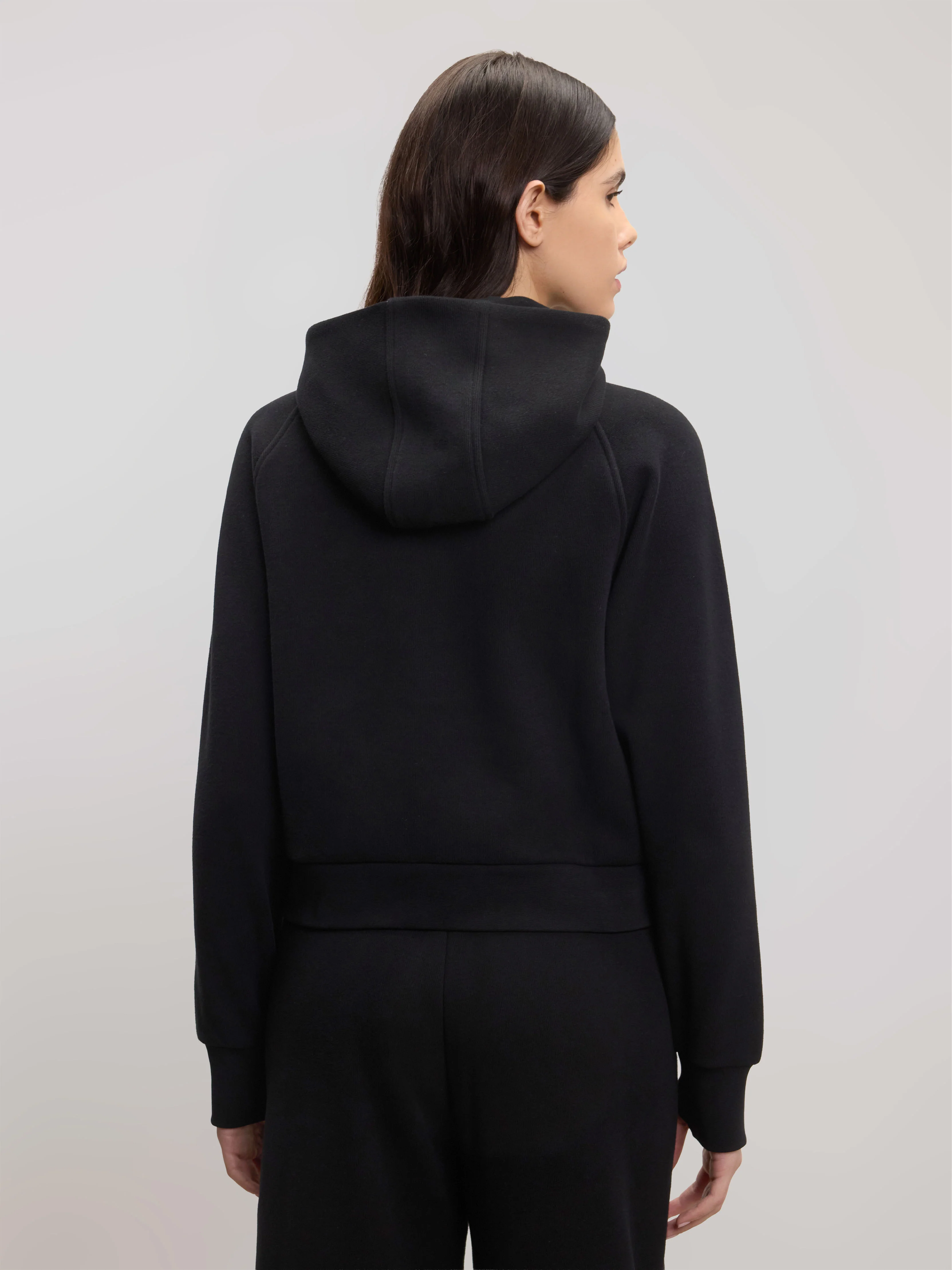 Womens Cosy Fleece Half Zip Hoodie in Black - Image 3