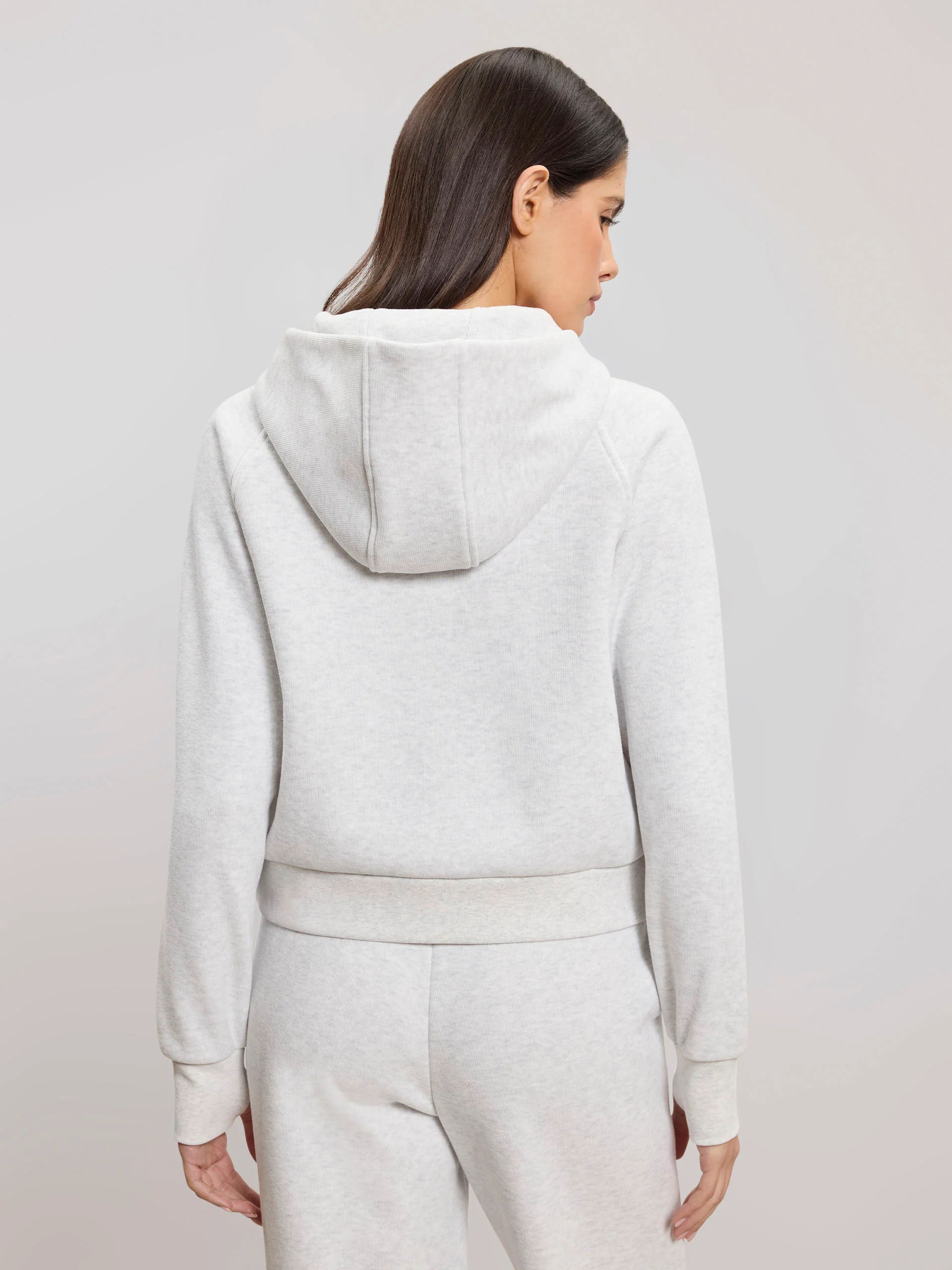 Womens Cosy Fleece Half Zip Hoodie in Marl Grey - Image 3