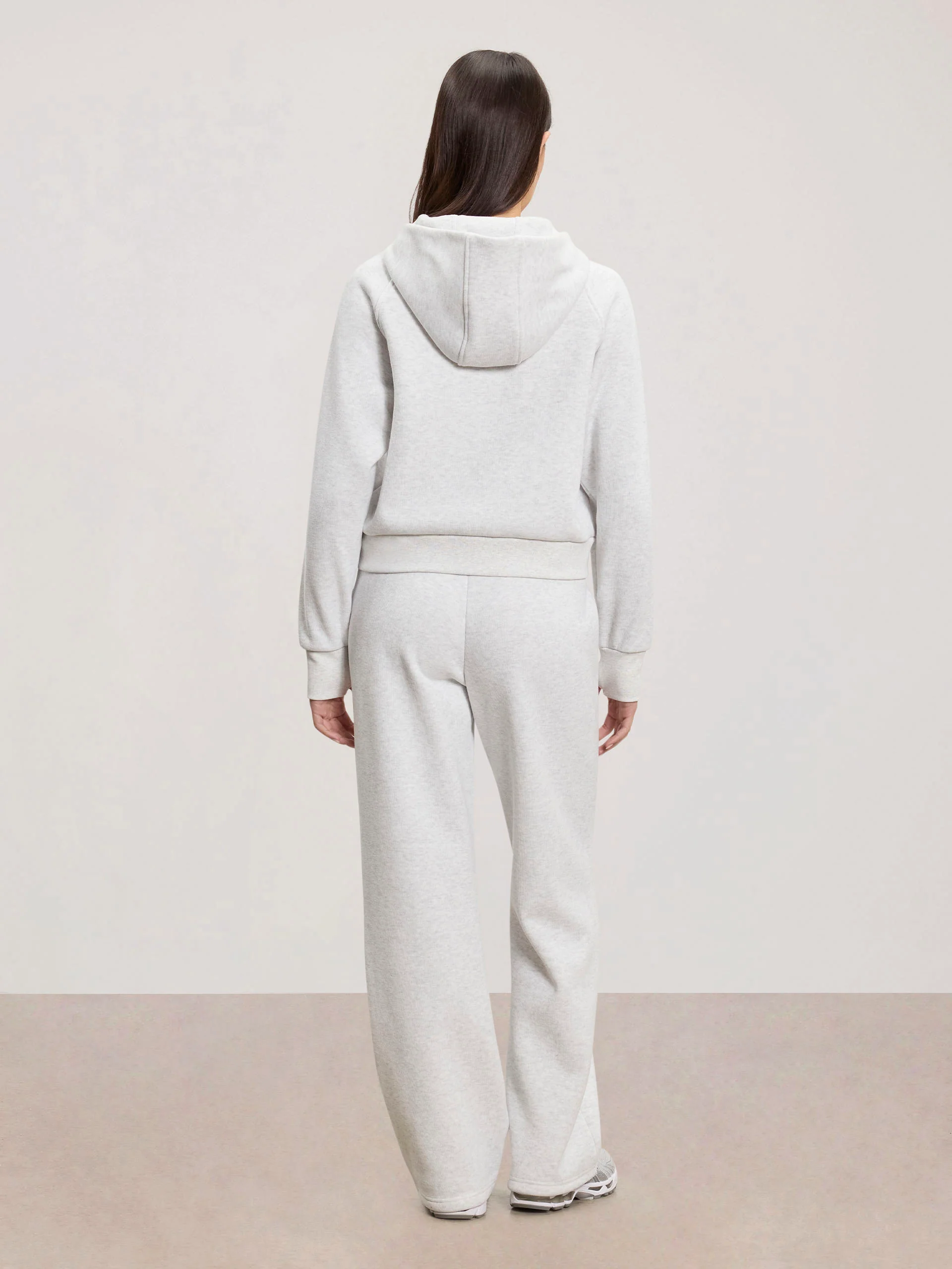 Womens Cosy Fleece Half Zip Hoodie in Marl Grey - Image 7