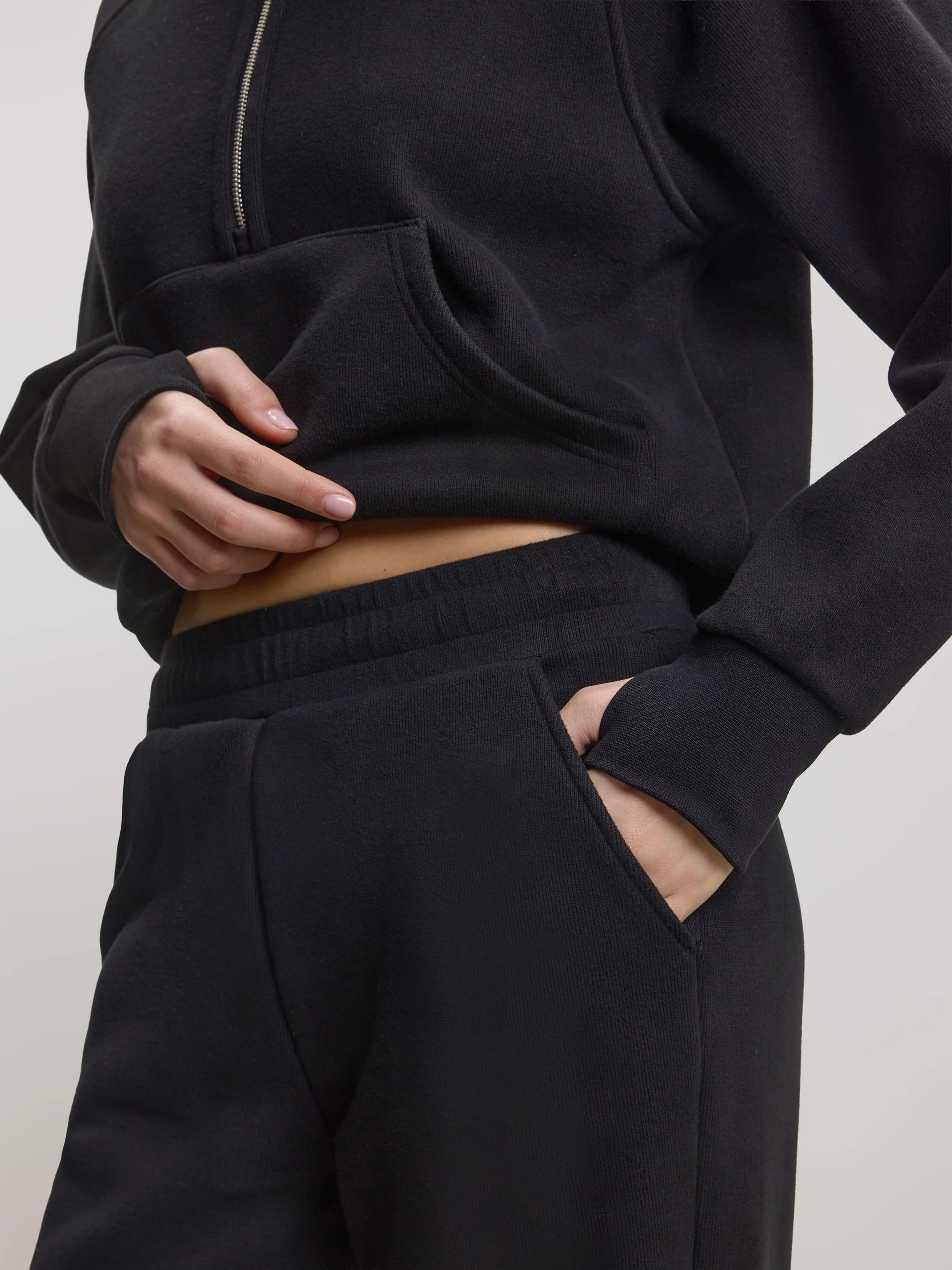 Womens Cosy Fleece Straight Leg Jogger in Black - Image 3