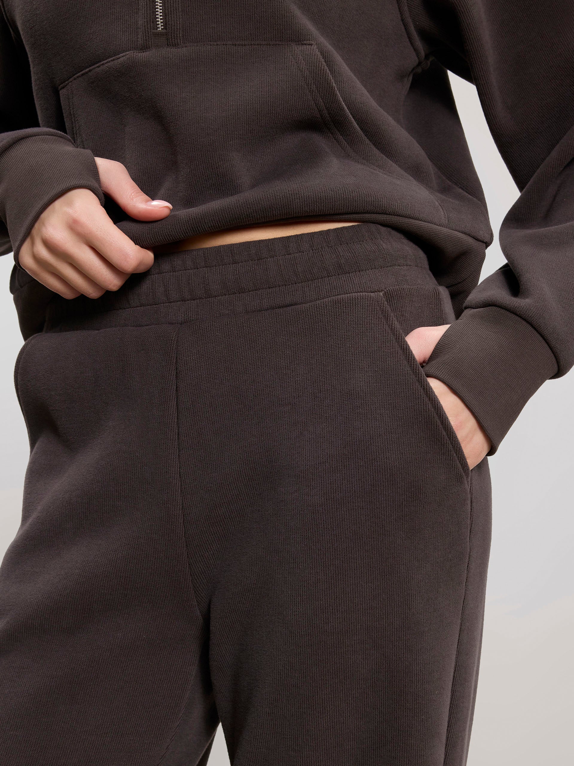 Womens Cosy Fleece Straight Leg Jogger in Brown - Image 3
