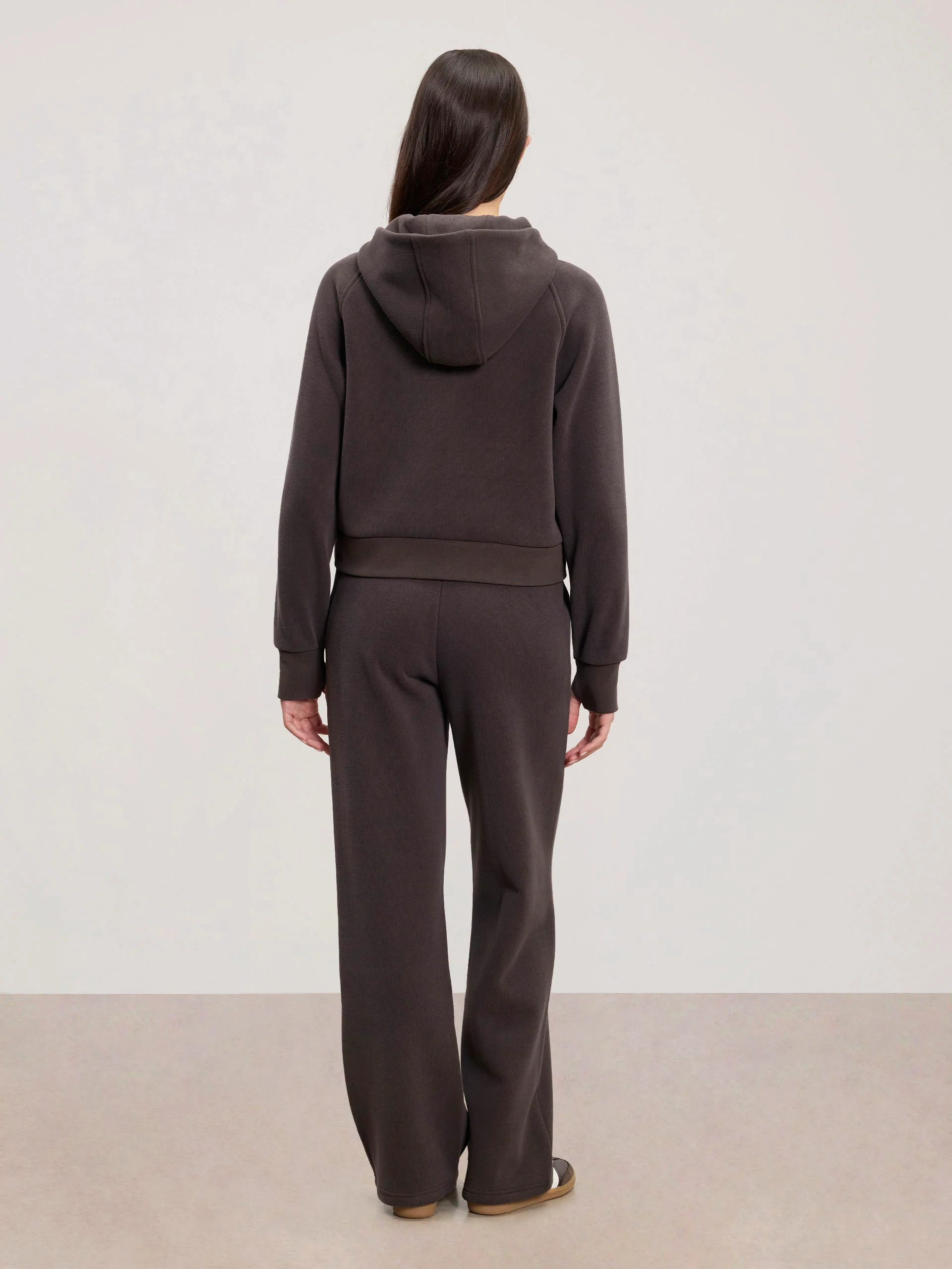 Womens Cosy Fleece Straight Leg Jogger in Brown - Image 4