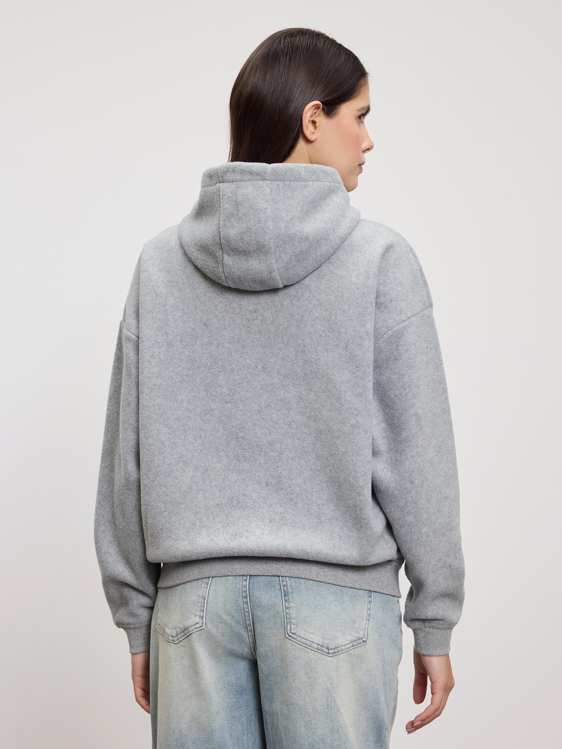 Womens Fleece Relaxed Hoodie in Marl Grey - Image 4