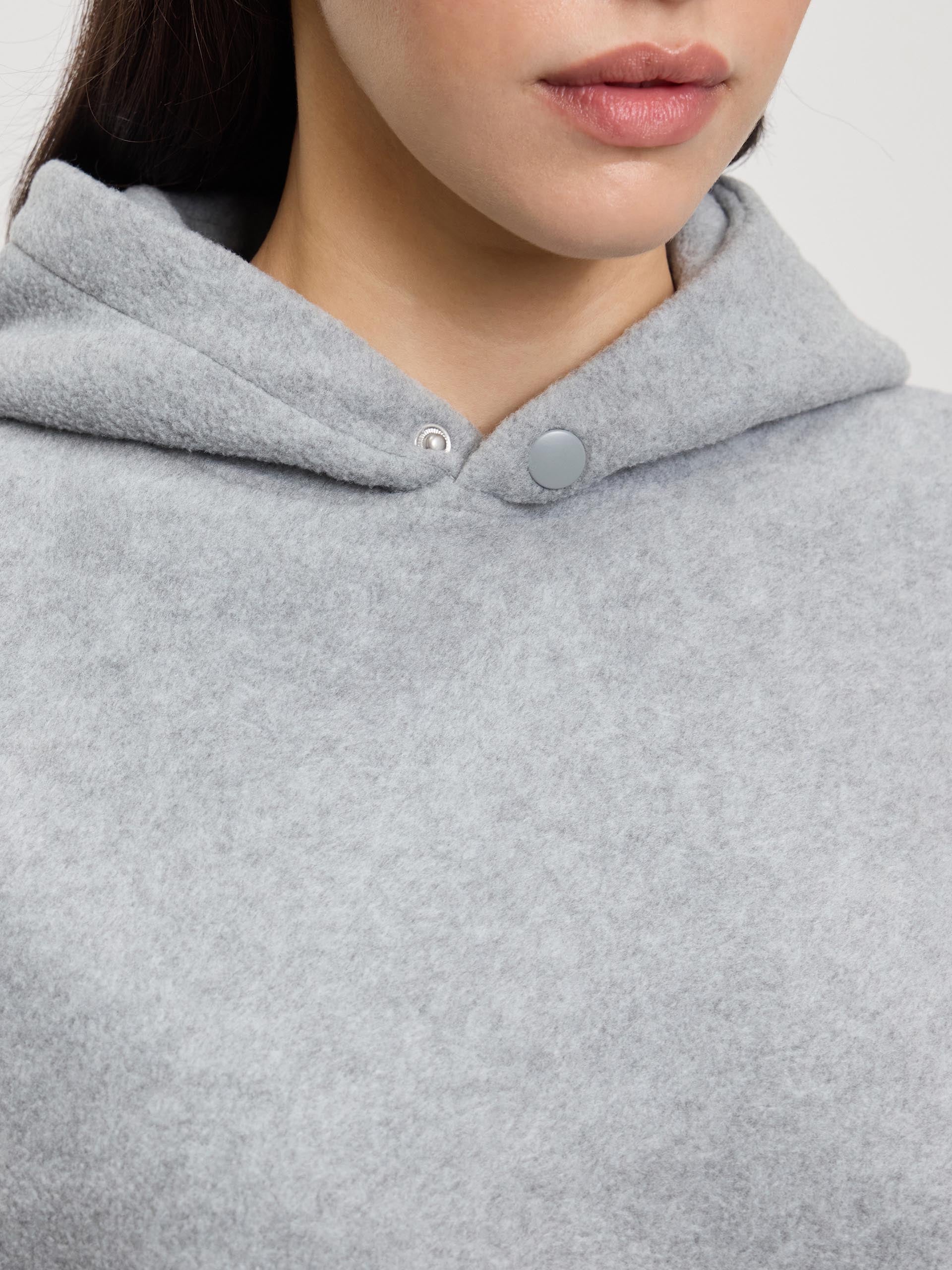 Womens Fleece Relaxed Hoodie in Marl Grey - Image 5