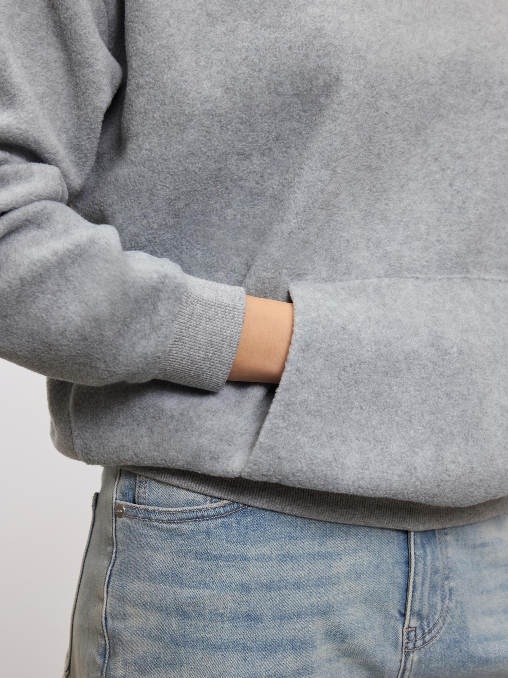 Womens Fleece Relaxed Hoodie in Marl Grey - Image 6