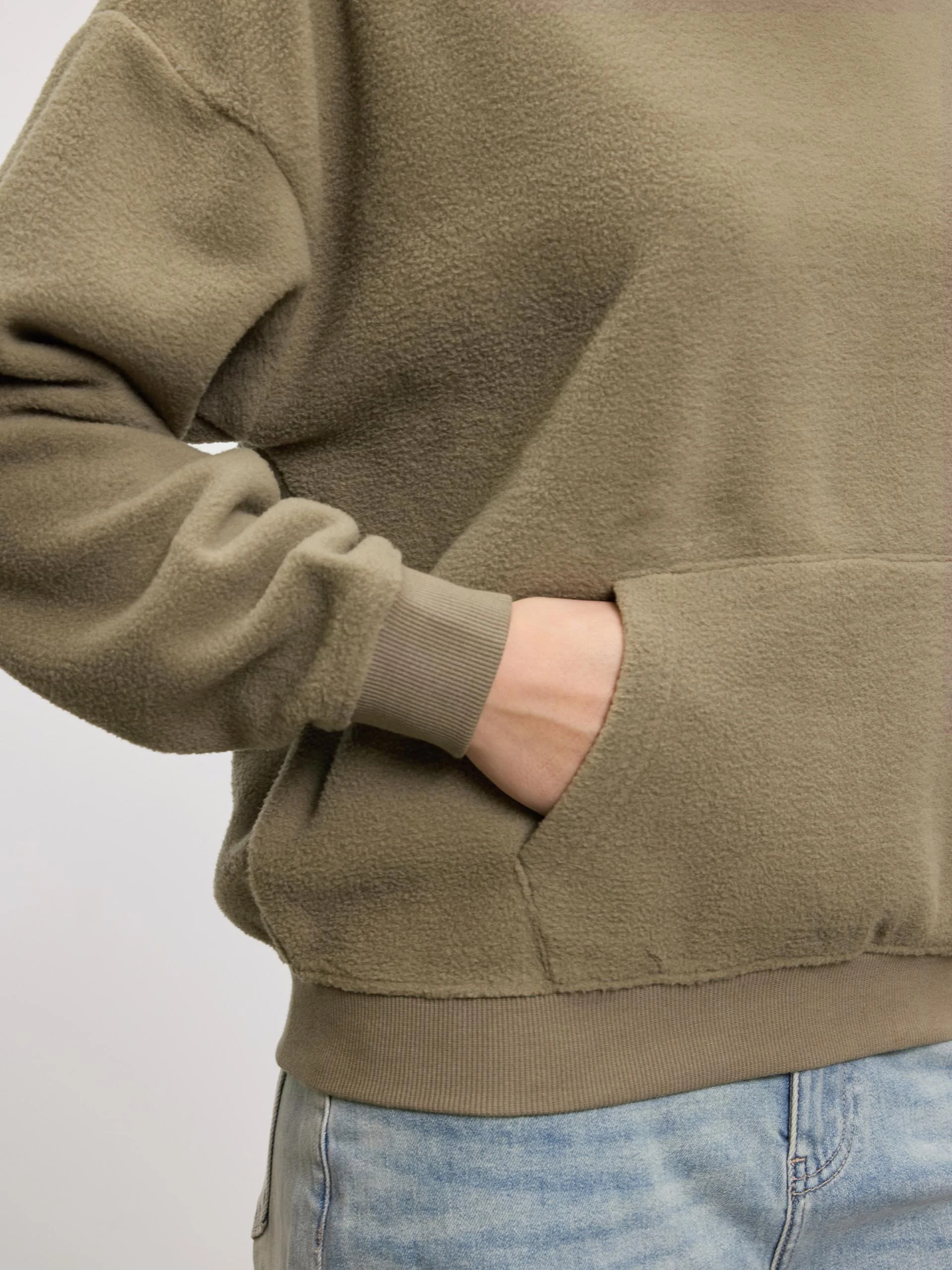 Womens Fleece Relaxed Hoodie in Olive - Image 5
