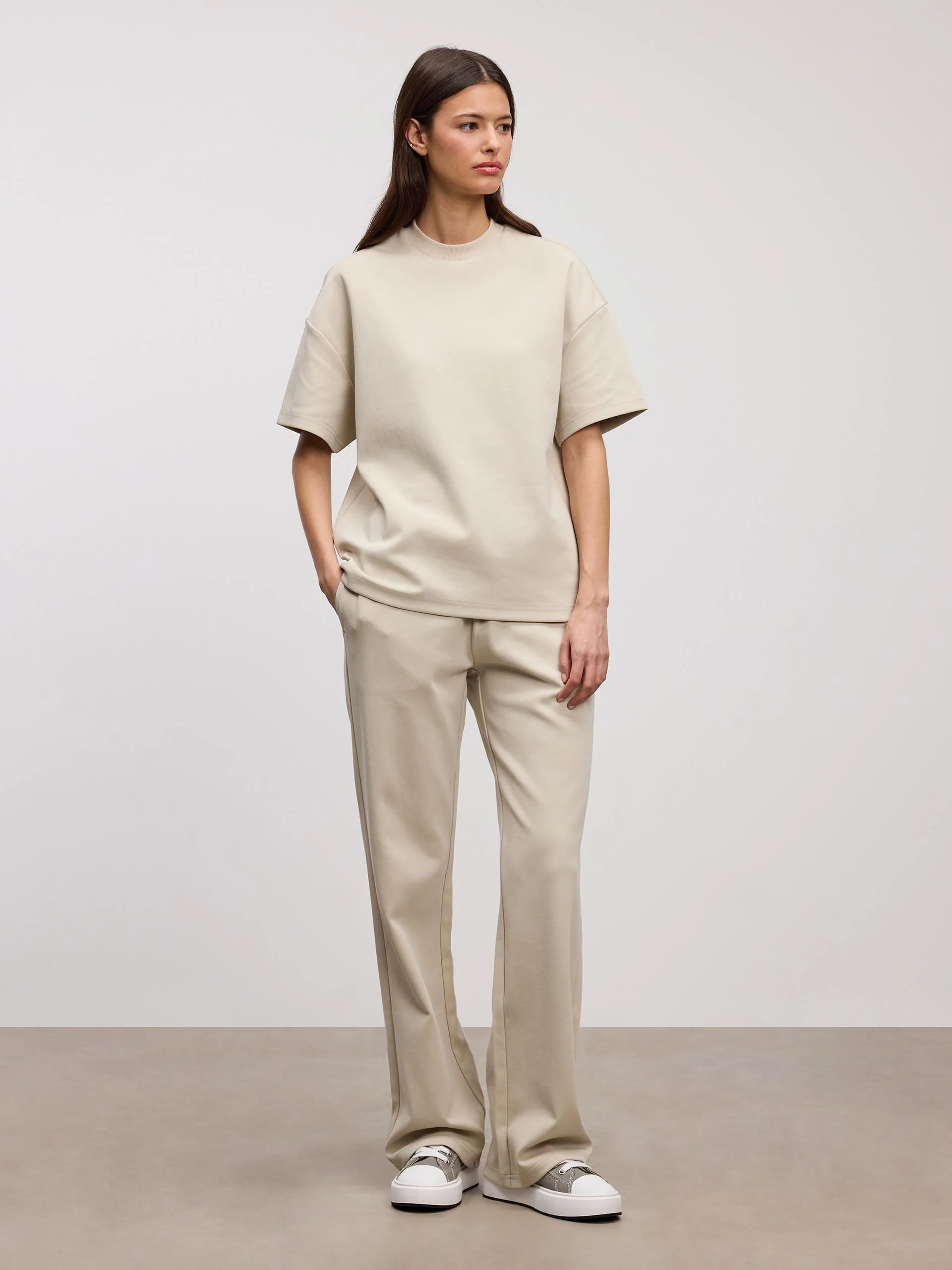 Womens Interlock Relaxed T-Shirt in Stone - Image 3