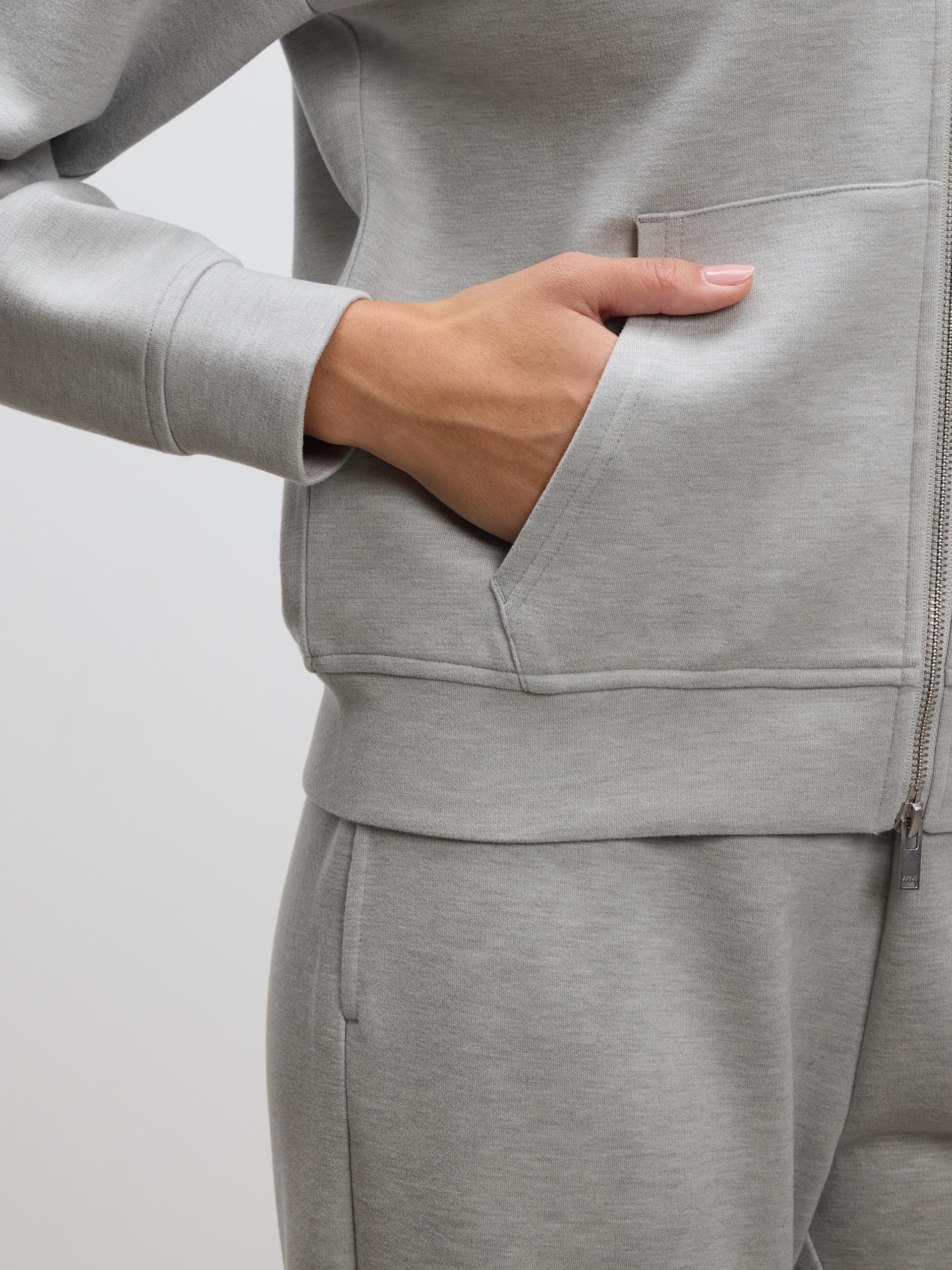 Womens Knitted Relaxed Zip Hoodie in Marl Grey - Image 4