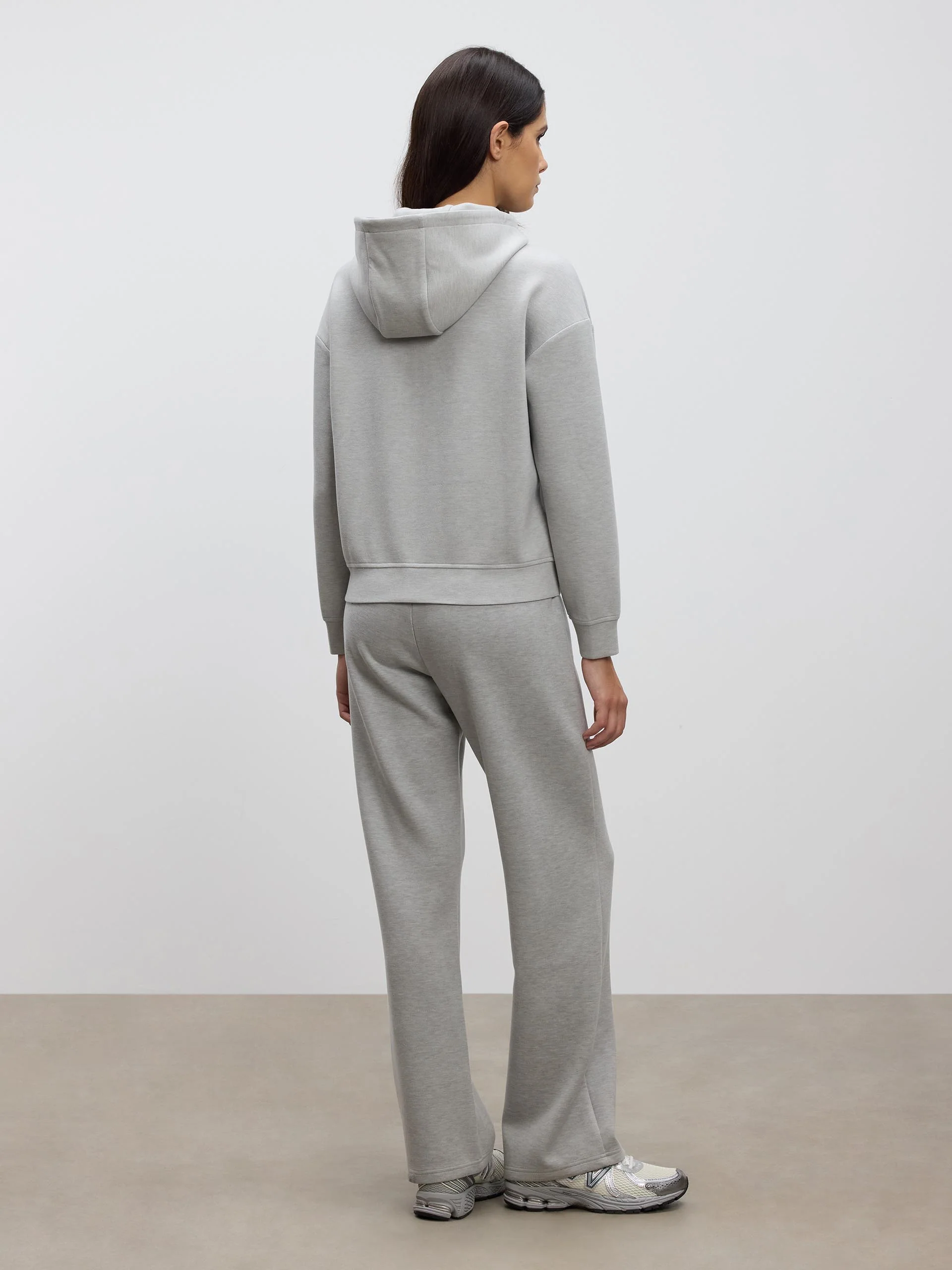 Womens Knitted Relaxed Zip Hoodie in Marl Grey - Image 5