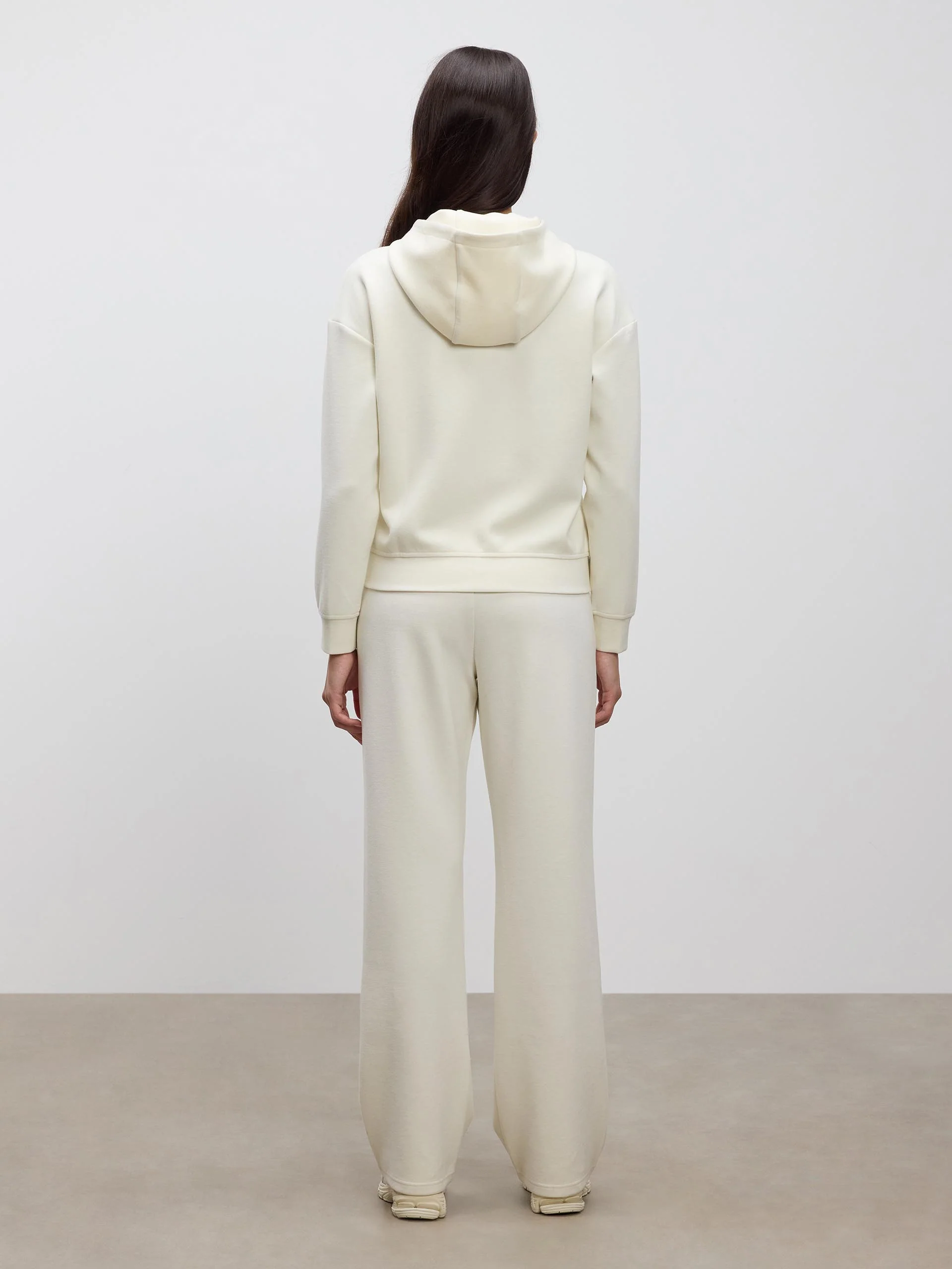 Womens Knitted Straight Leg Jogger in Ecru - Image 3