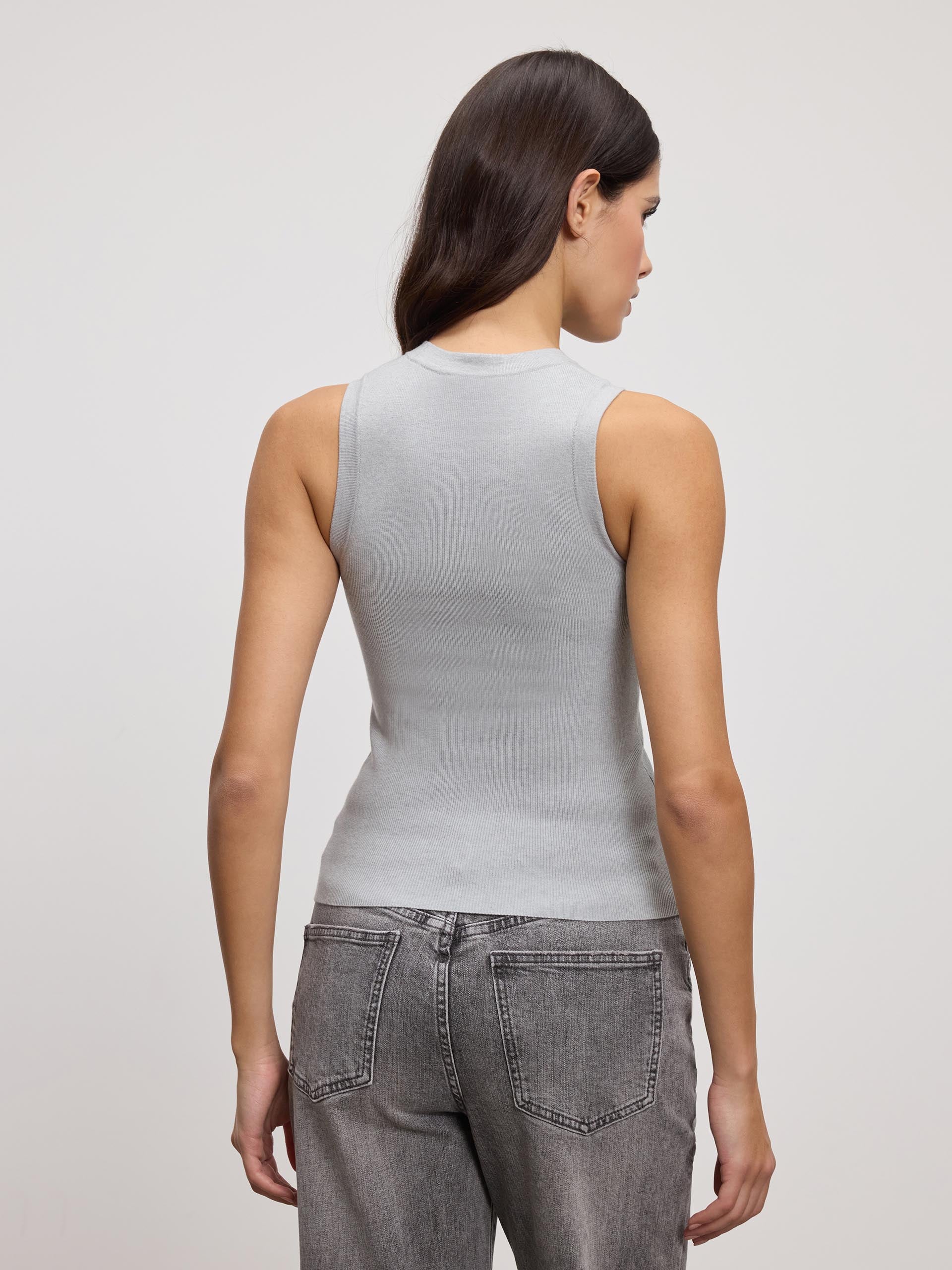 Womens Knitted Vest in Marl Grey - Image 4