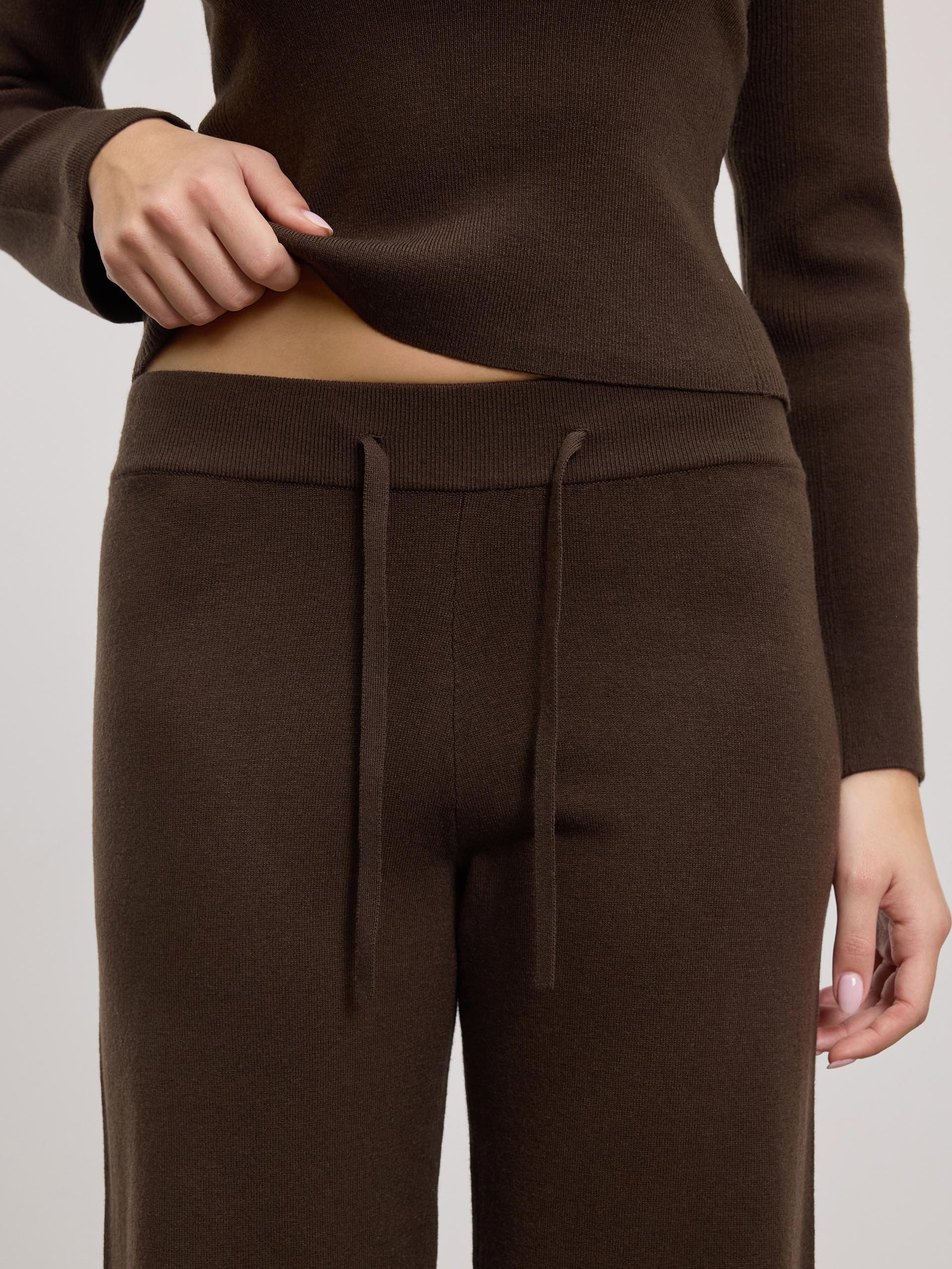 Womens Light Knit Straight Leg Jogger in Brown - Image 4