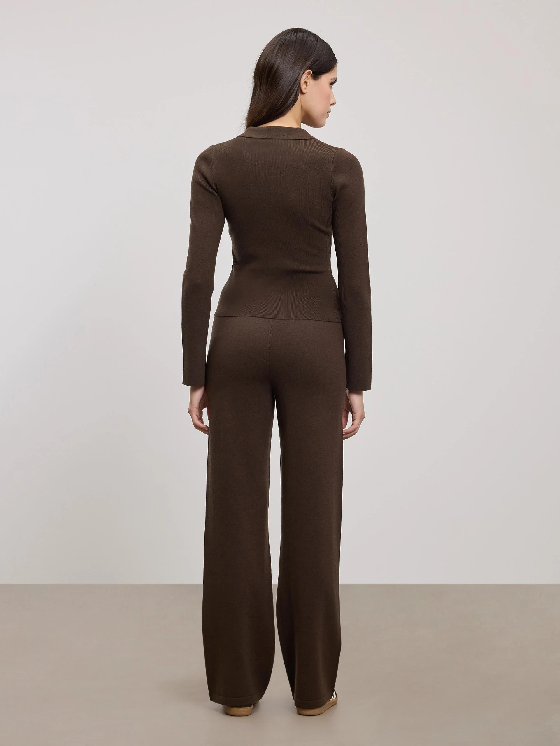 Womens Light Knit Straight Leg Jogger in Brown - Image 5