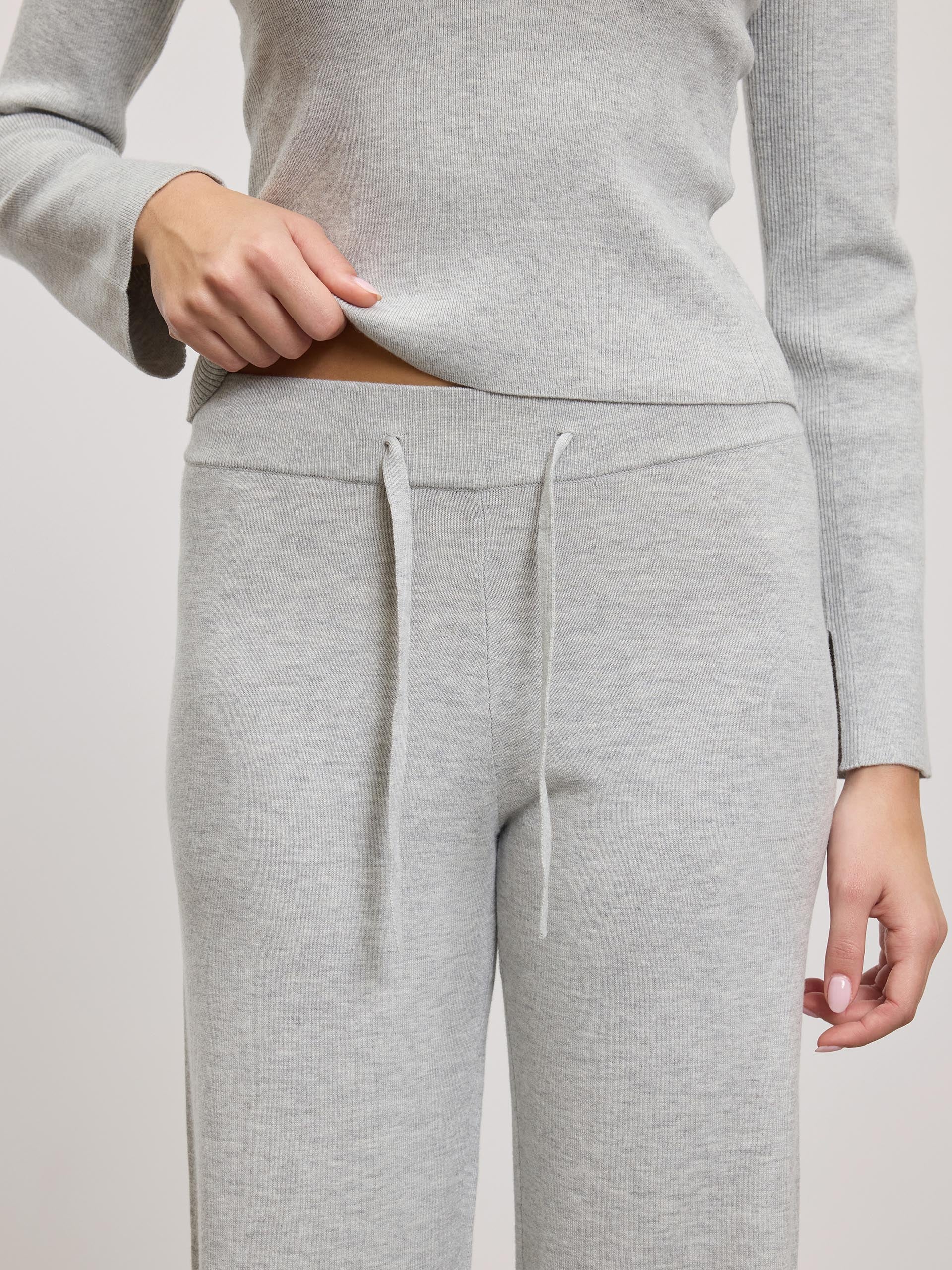 Womens Light Knit Straight Leg Jogger in Marl Grey - Image 4