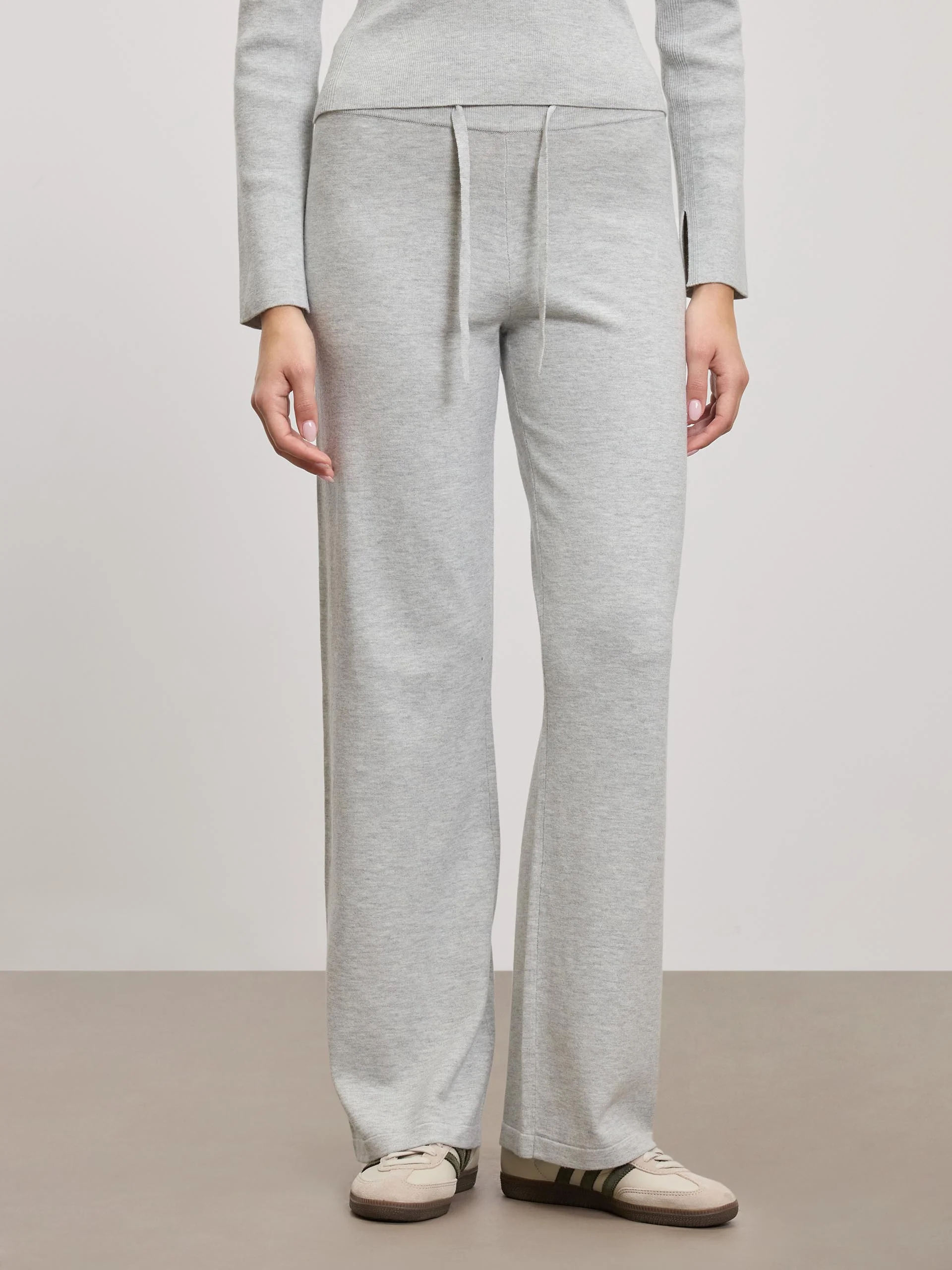 Womens Light Knit Straight Leg Jogger in Marl Grey - Image 6