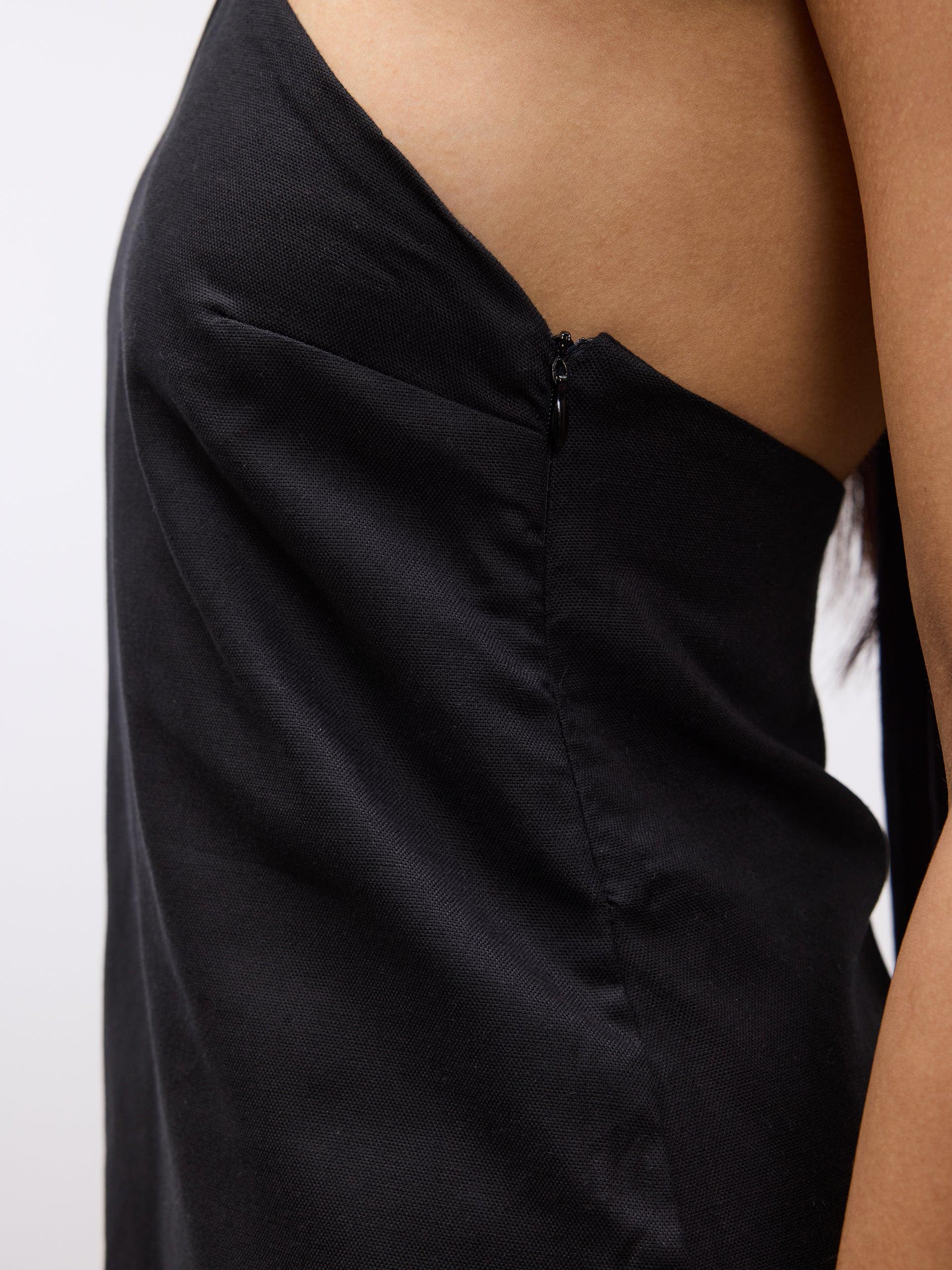 Womens Linen Halter Dress in Black - Image 8